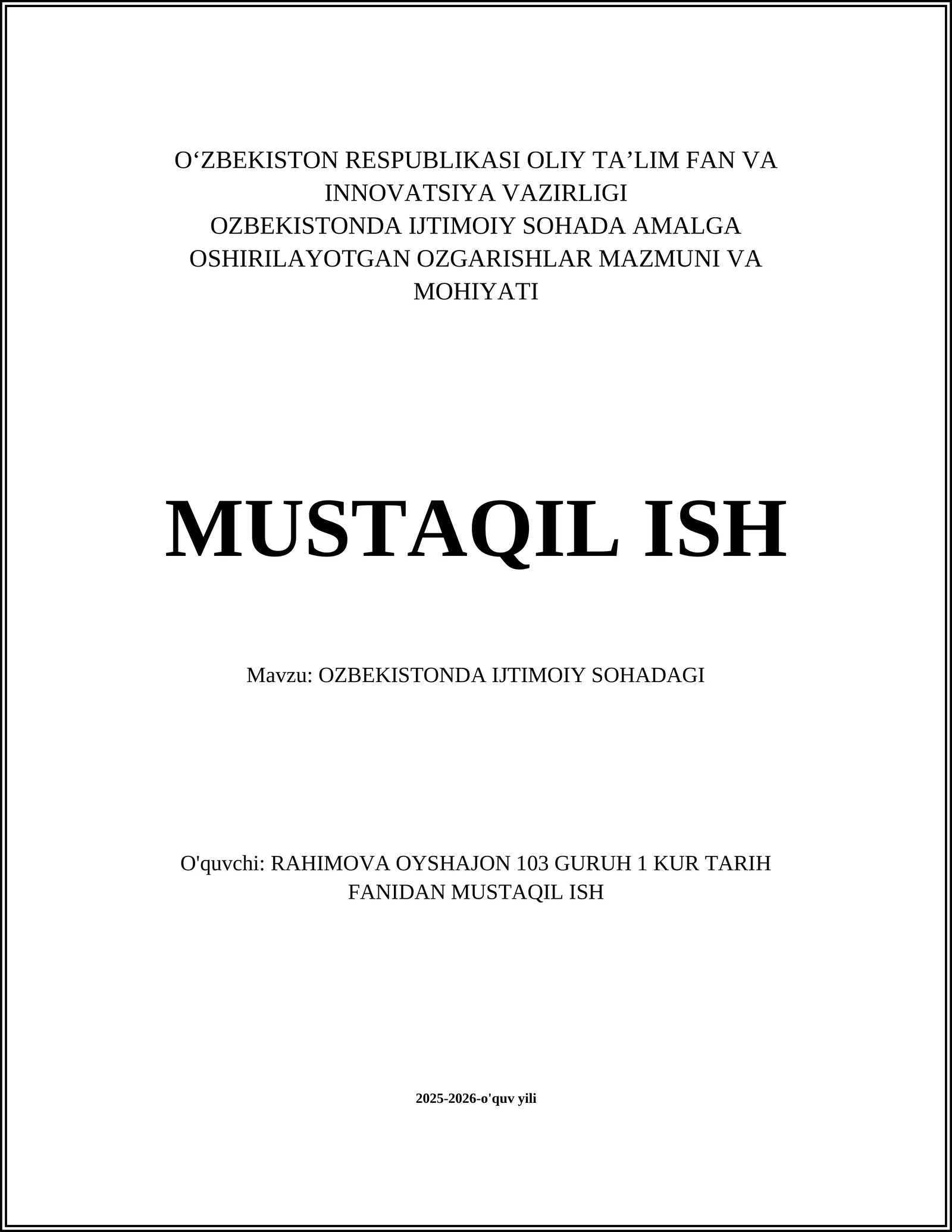 O'zbekistonda ijtimoiy sohadagi ta'lim tizimi islohotlari