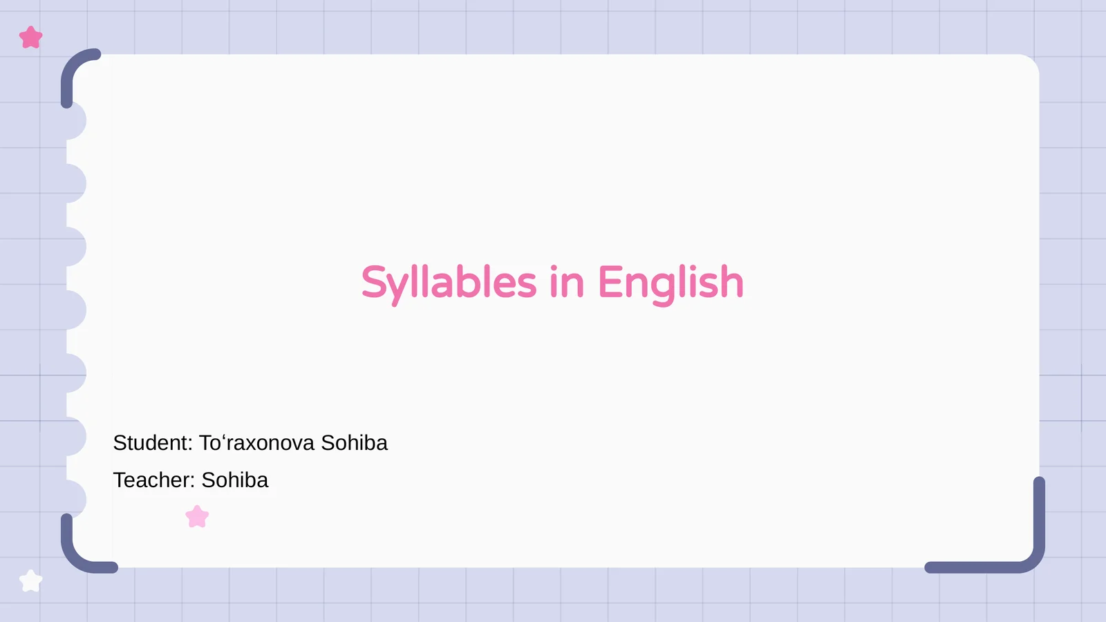 Syllables in English