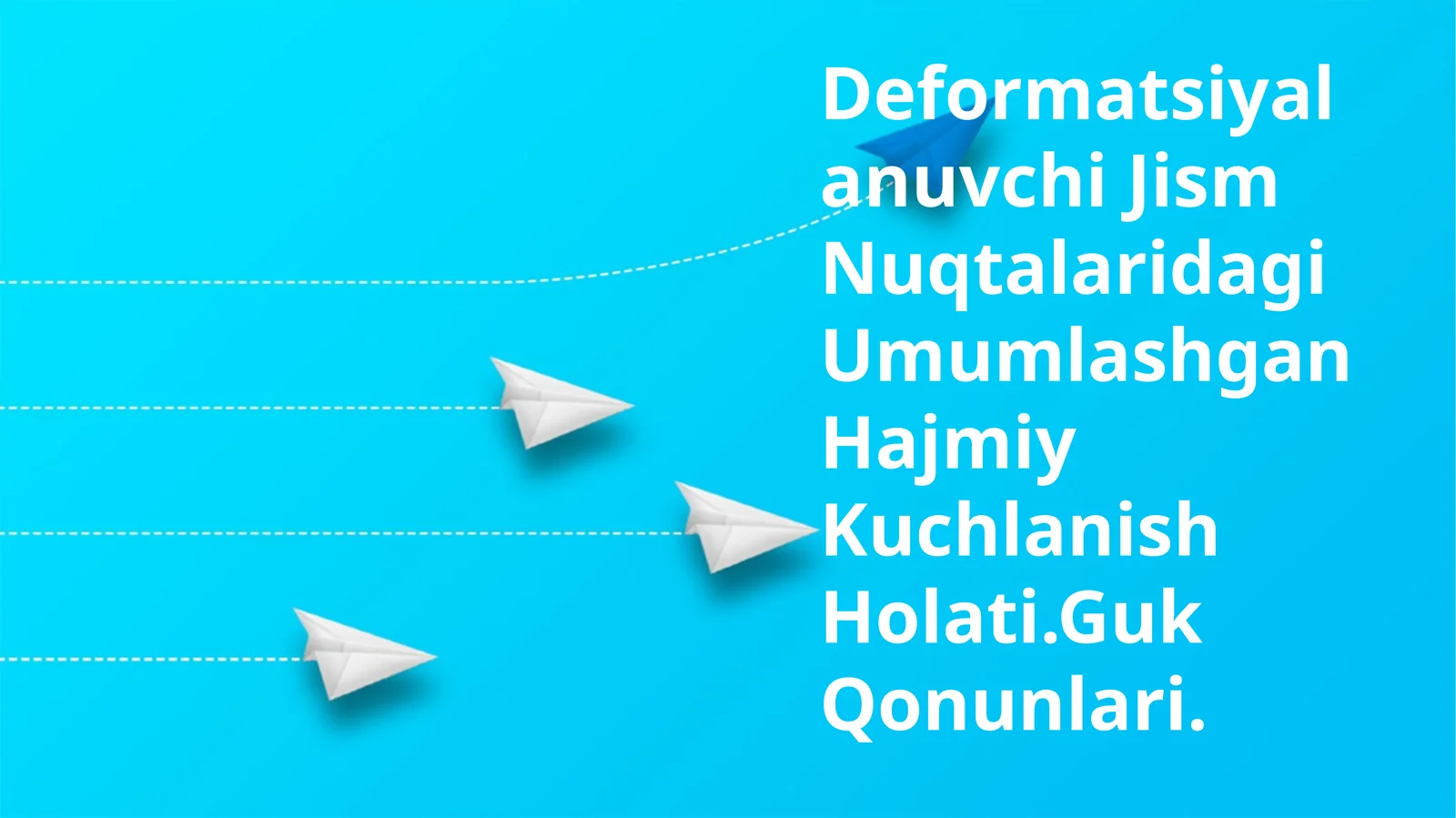 Deformatsiyalanuvchi Jism Nuqtalaridagi Umumlashgan Hajmiy Kuchlanish Holati.Guk Qonunlari