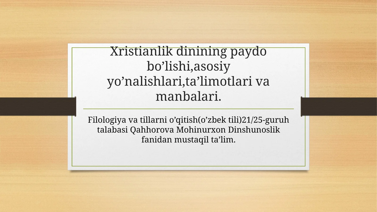Xristianlar dinining paydo bo'lishi asosiy yo'nalishlari va ta‘limoti