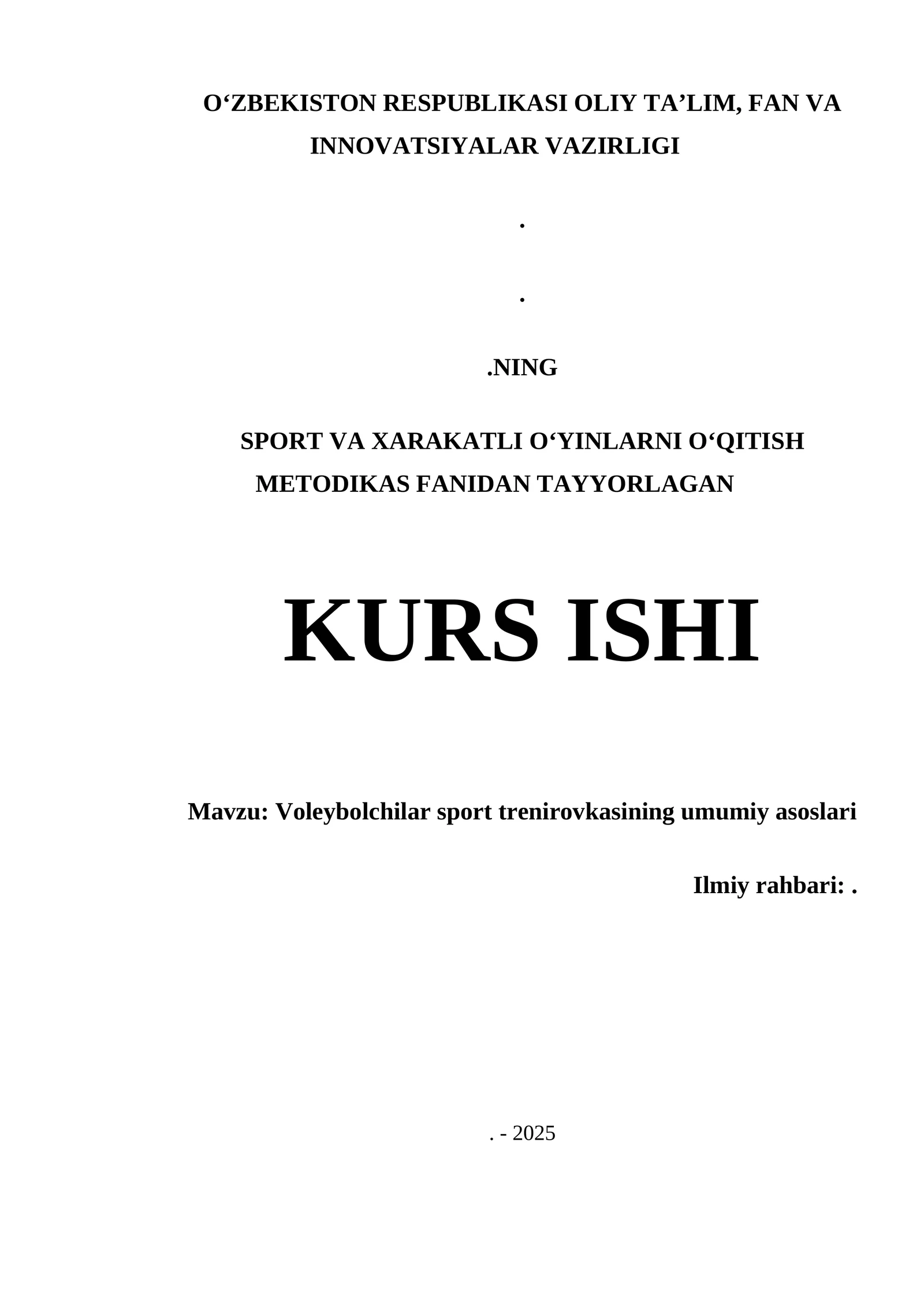Voleybolchilar sport trenirovkasining umumiy asoslari