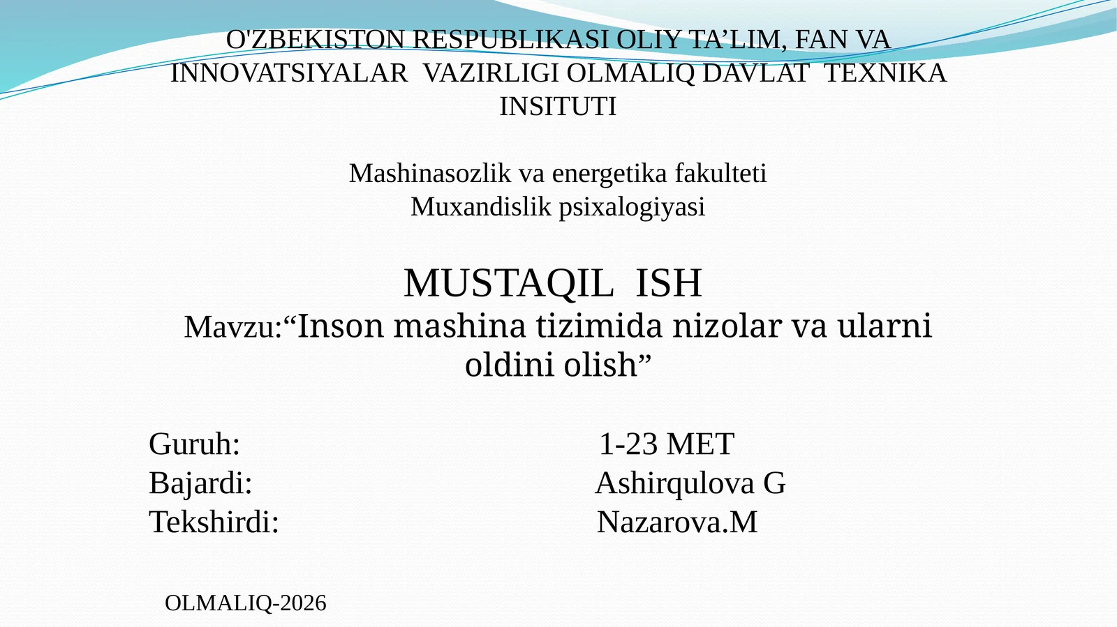 Inson mashina tizimida nizolar va ularni oldini olish