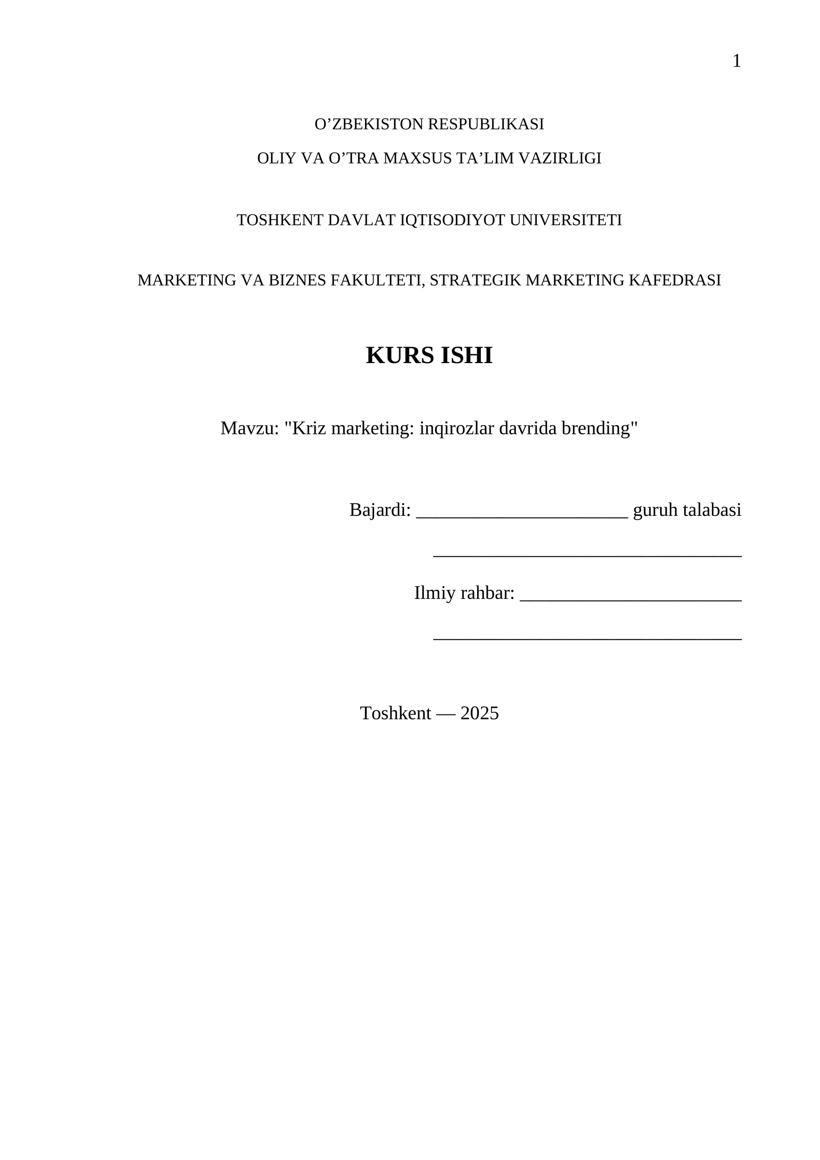 "Kriz marketing: inqirozlar davrida brending"