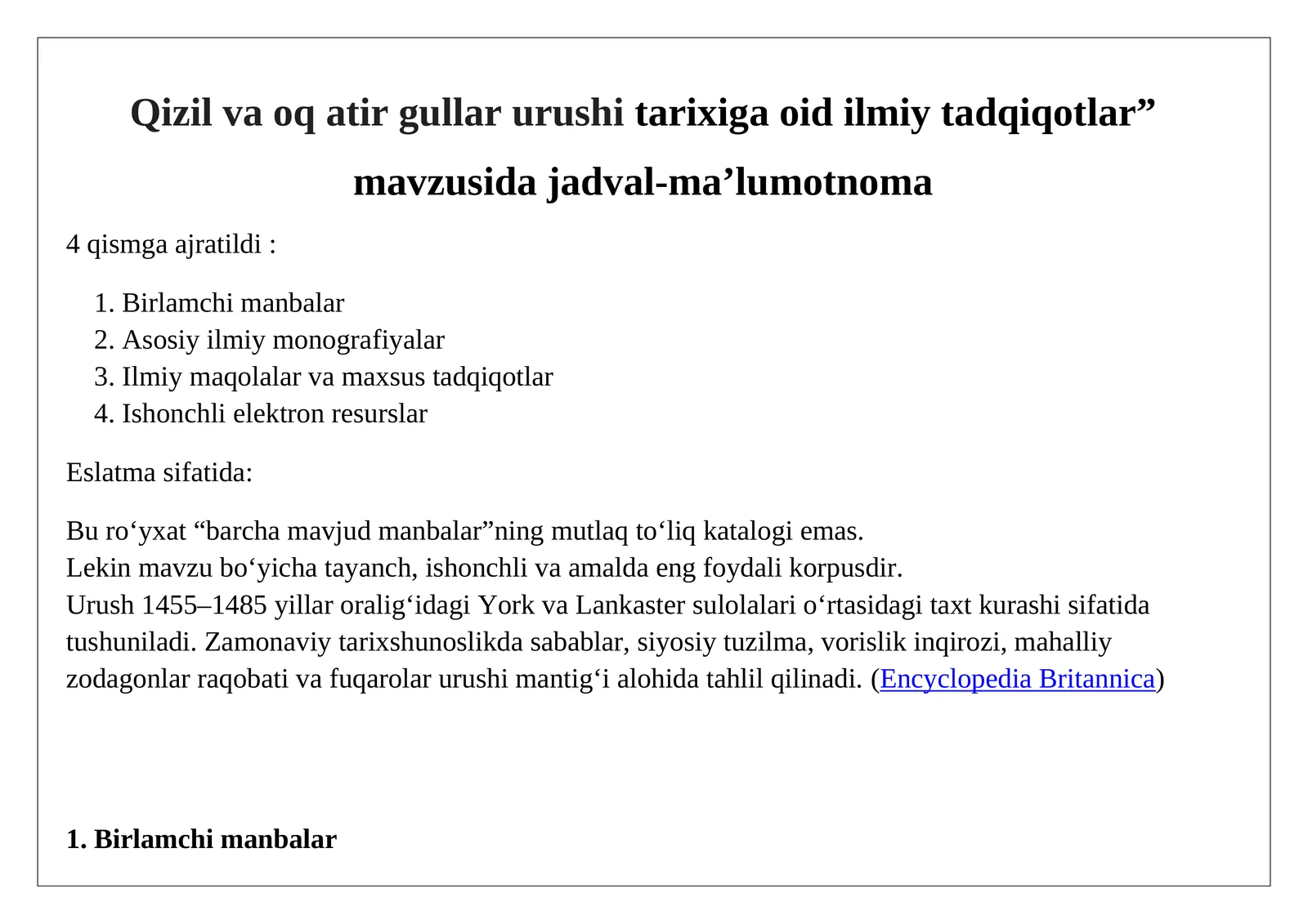 Qizil va oq atir gullar urushi tarixiga oid ilmiy tadqiqotlar