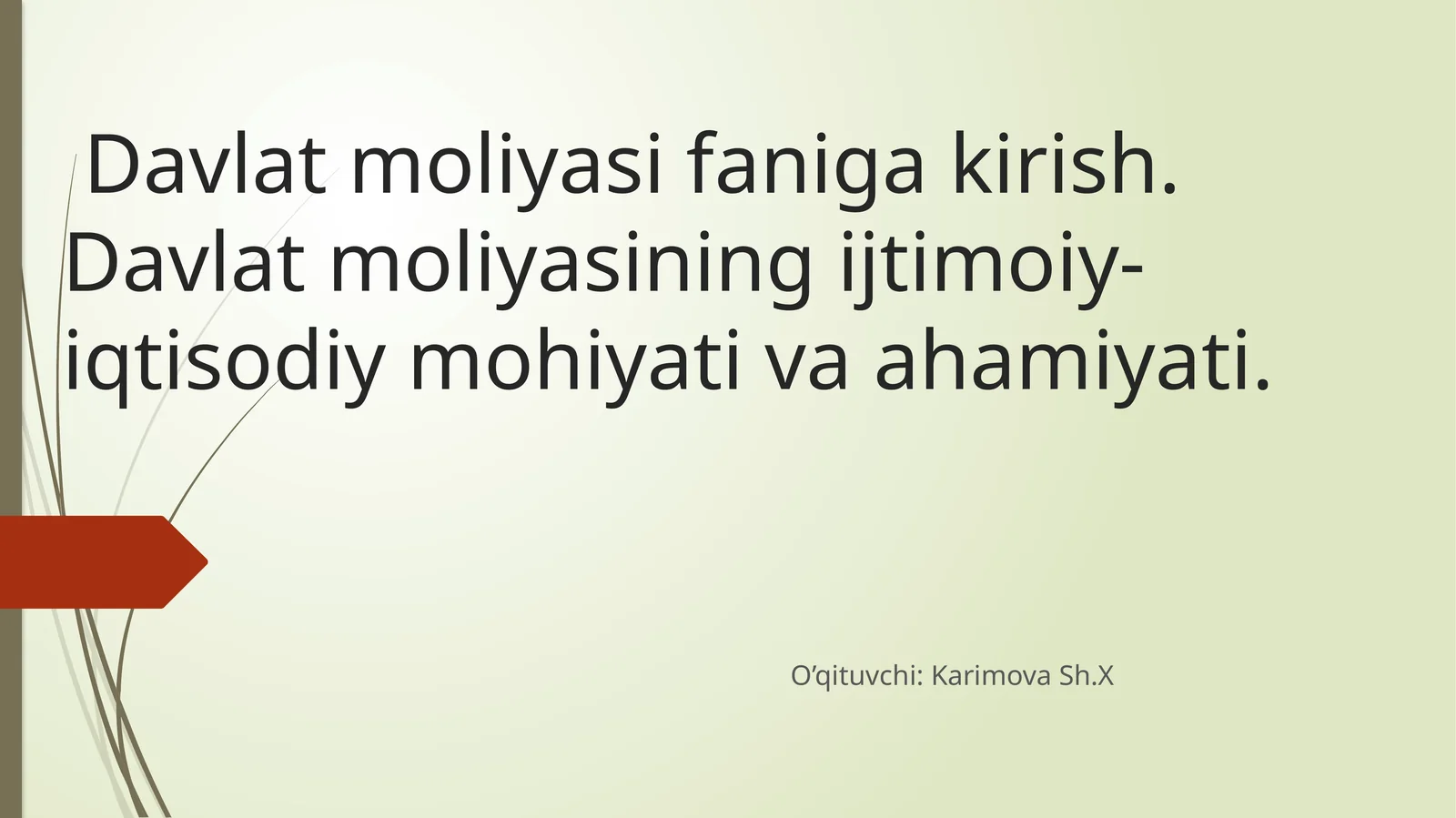 Davlat moliyasi faniga kirish