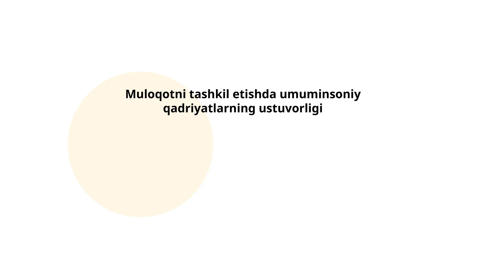 Muloqotni tashkil etishda umuminsoniy qadriyatlarning ustuvorligi