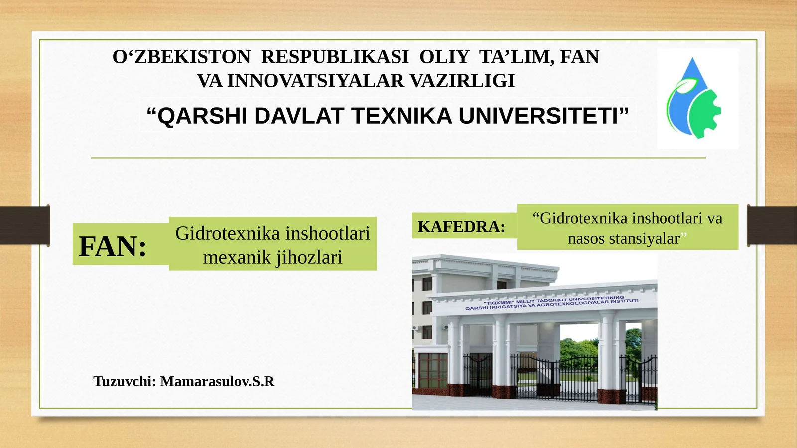 Gidrotexnikainshootlarimexanikjihozlari