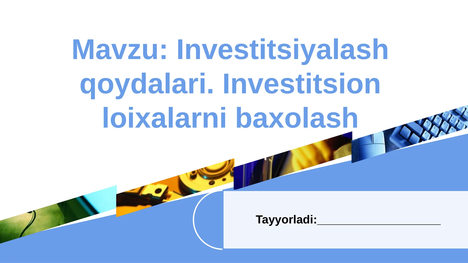 Investitsiyalash qoydalari. Investitsion loixalarni baxolash