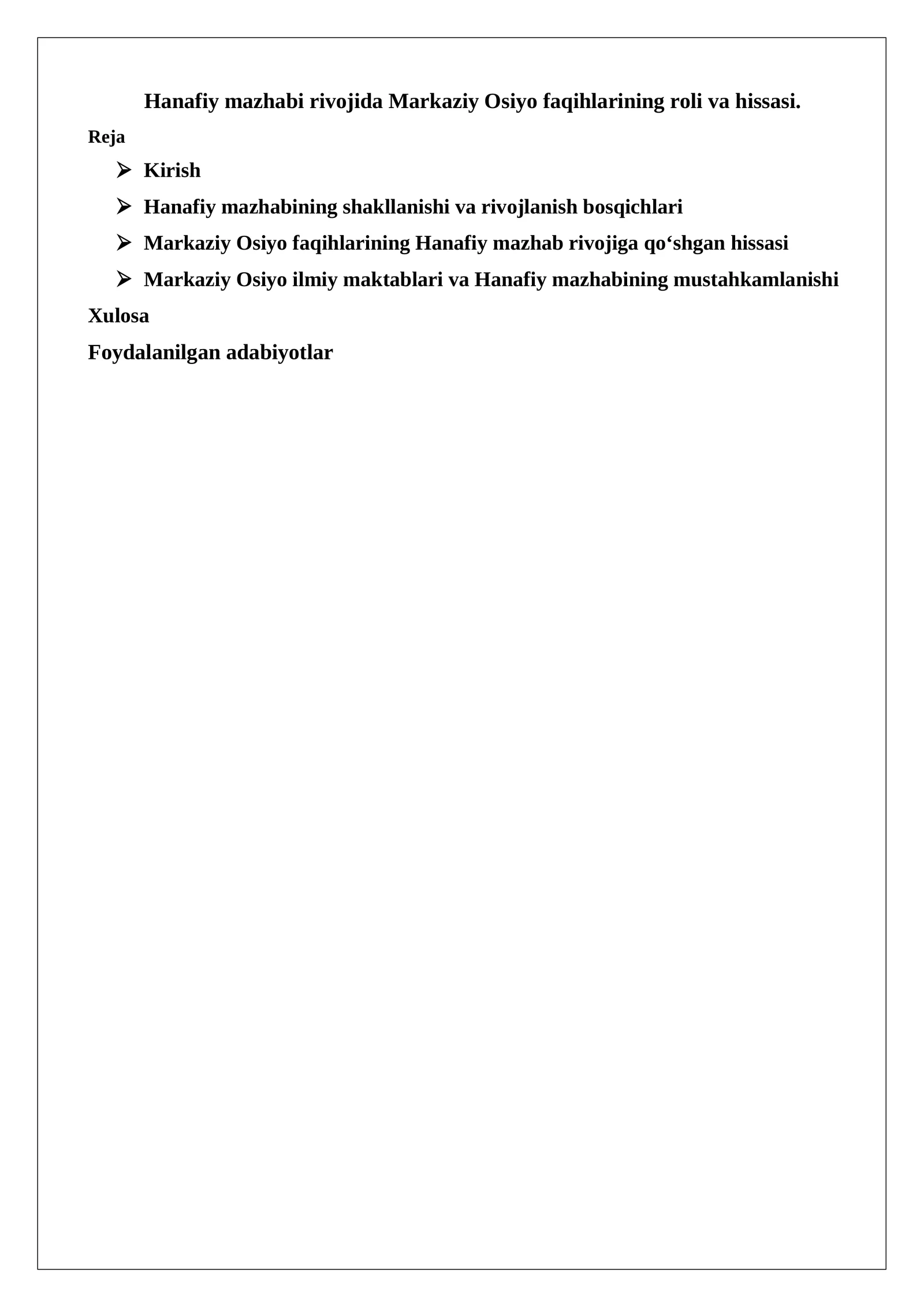 Hanafiy mazhabi rivojida Markaziy Osiyo faqihlarining roli va hissasi