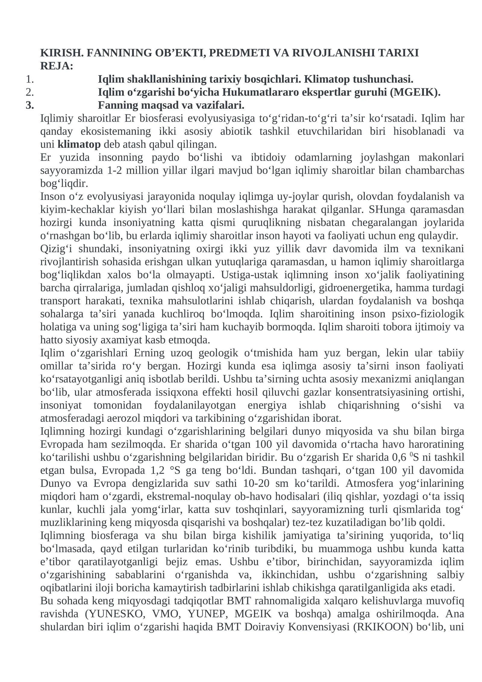 FANNININGOB’EKTI, PREDMETI VA RIVOJLANISHI TARIXI