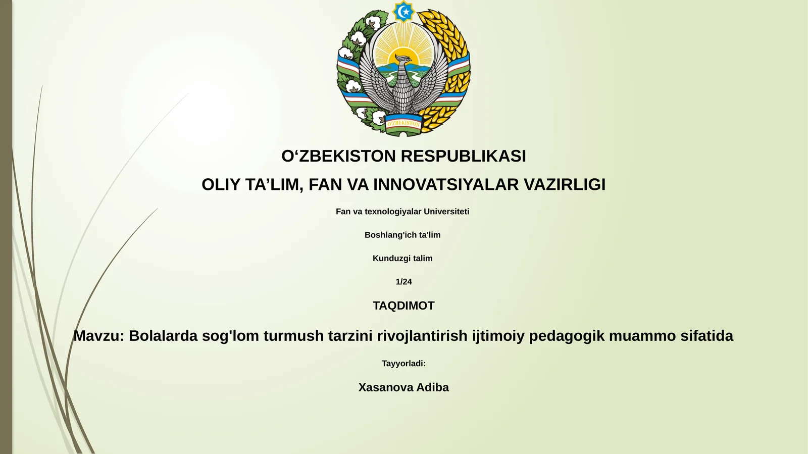 Bolalarda sog'lom turmush tarzini rivojlantirish ijtimoiy pedagogik muammo sifatida