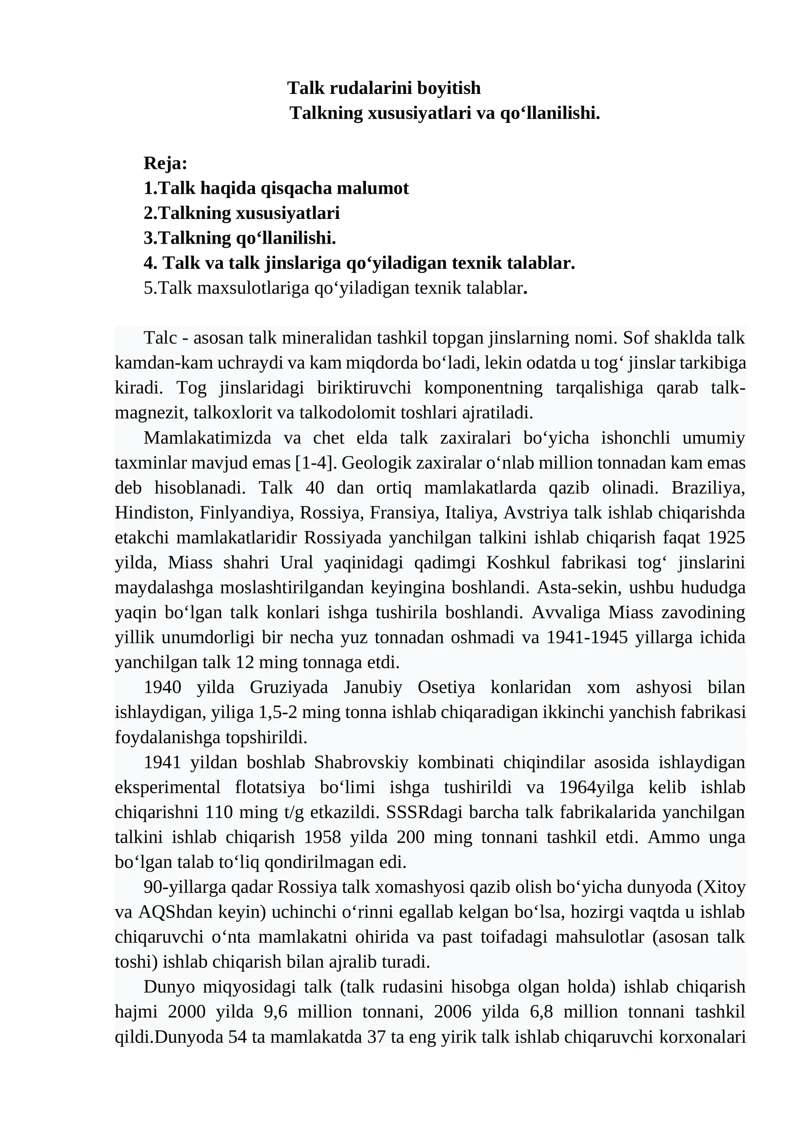 Talk rudalarini boyitish
