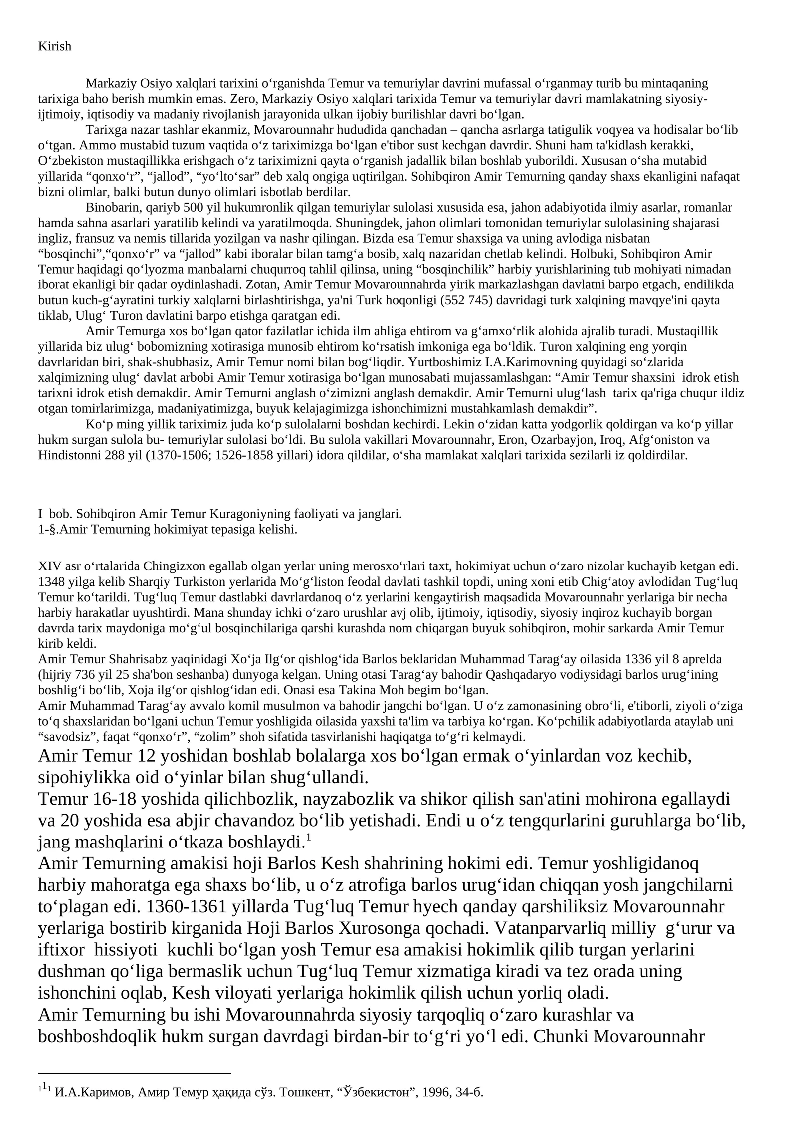 Temur va Temuriylar tarixi