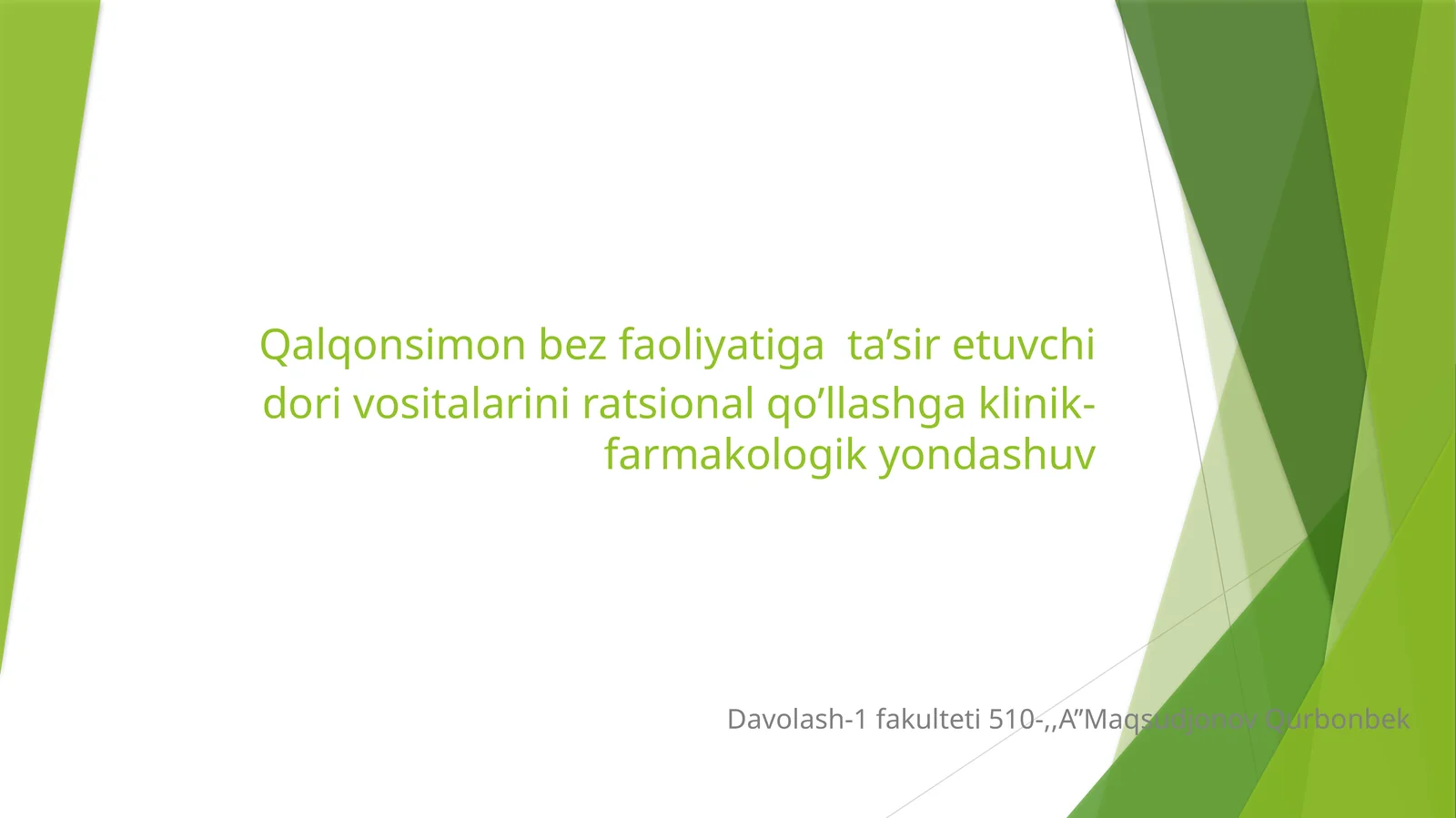 Qalqonsimon bez faoliyatiga ta’sir etuvchi dorivor vositalarini ratsional qo’llashga klinik-farmakologik yondashuv