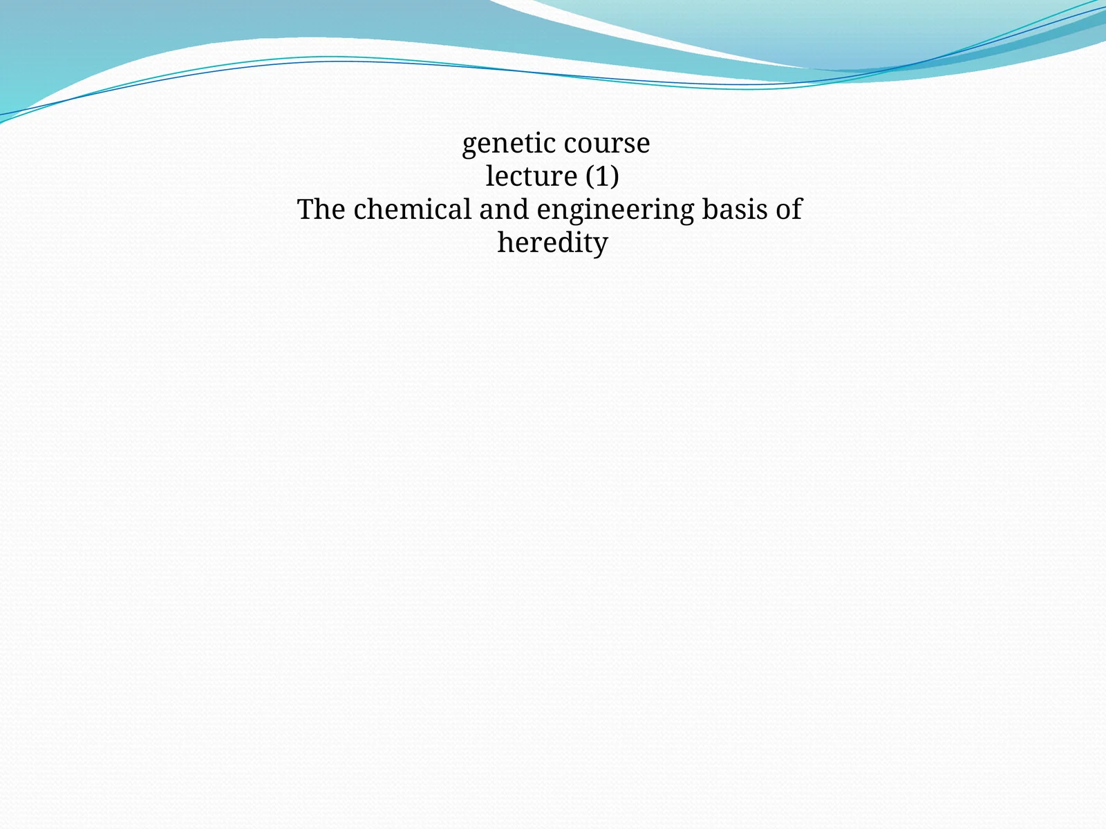 genetic course lecture