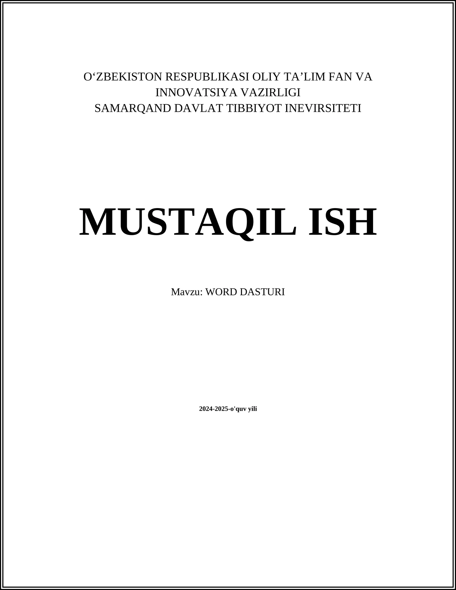 WORD DASTURI