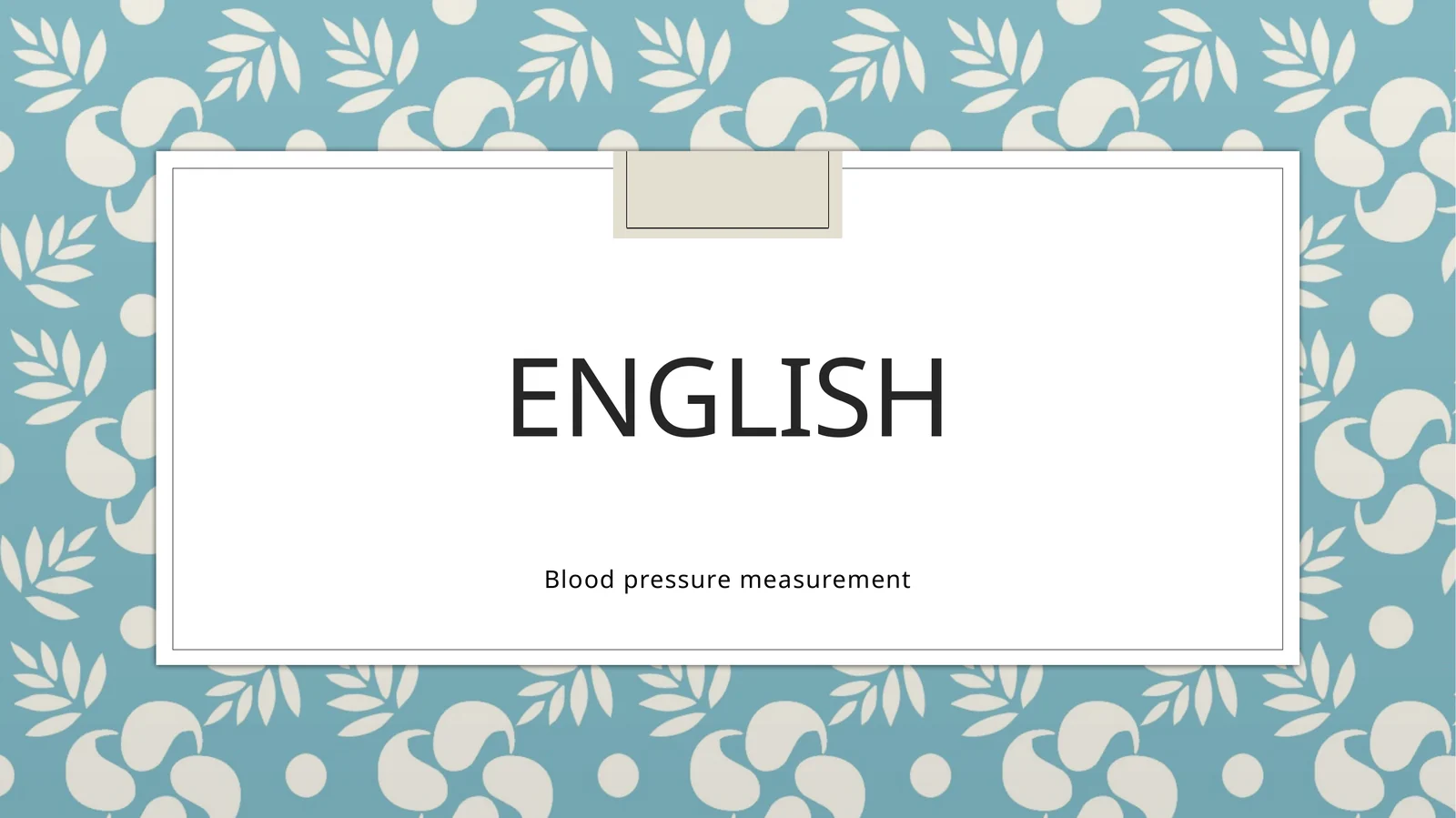 Blood pressure measurement