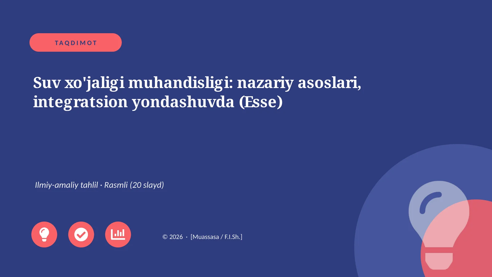 Suv xo'jaligi muhandisligi: nazariy asoslari, integratsion yondashuvda (Esse)