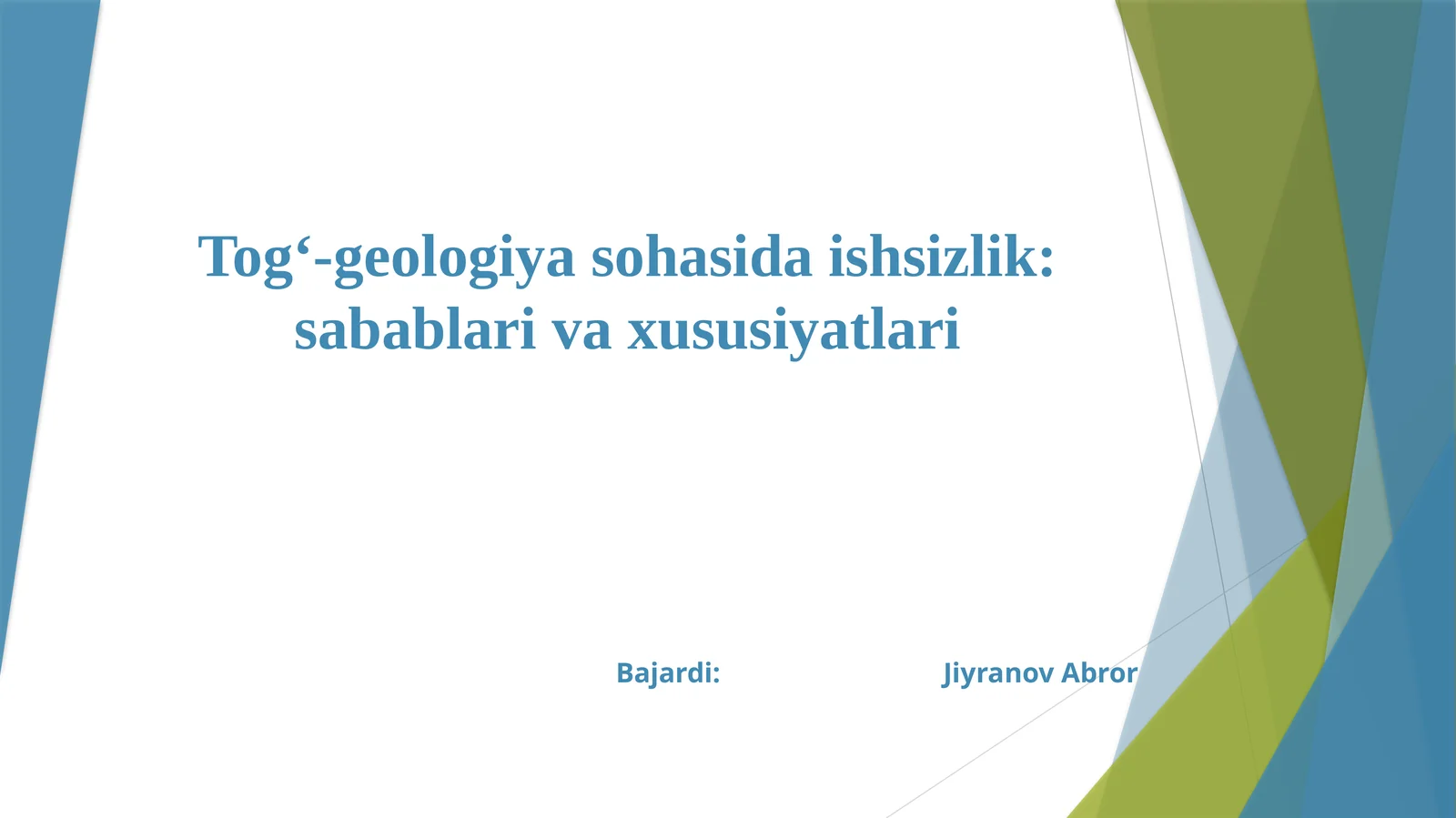 Tog‘-geologiya sohasida ishsizlik