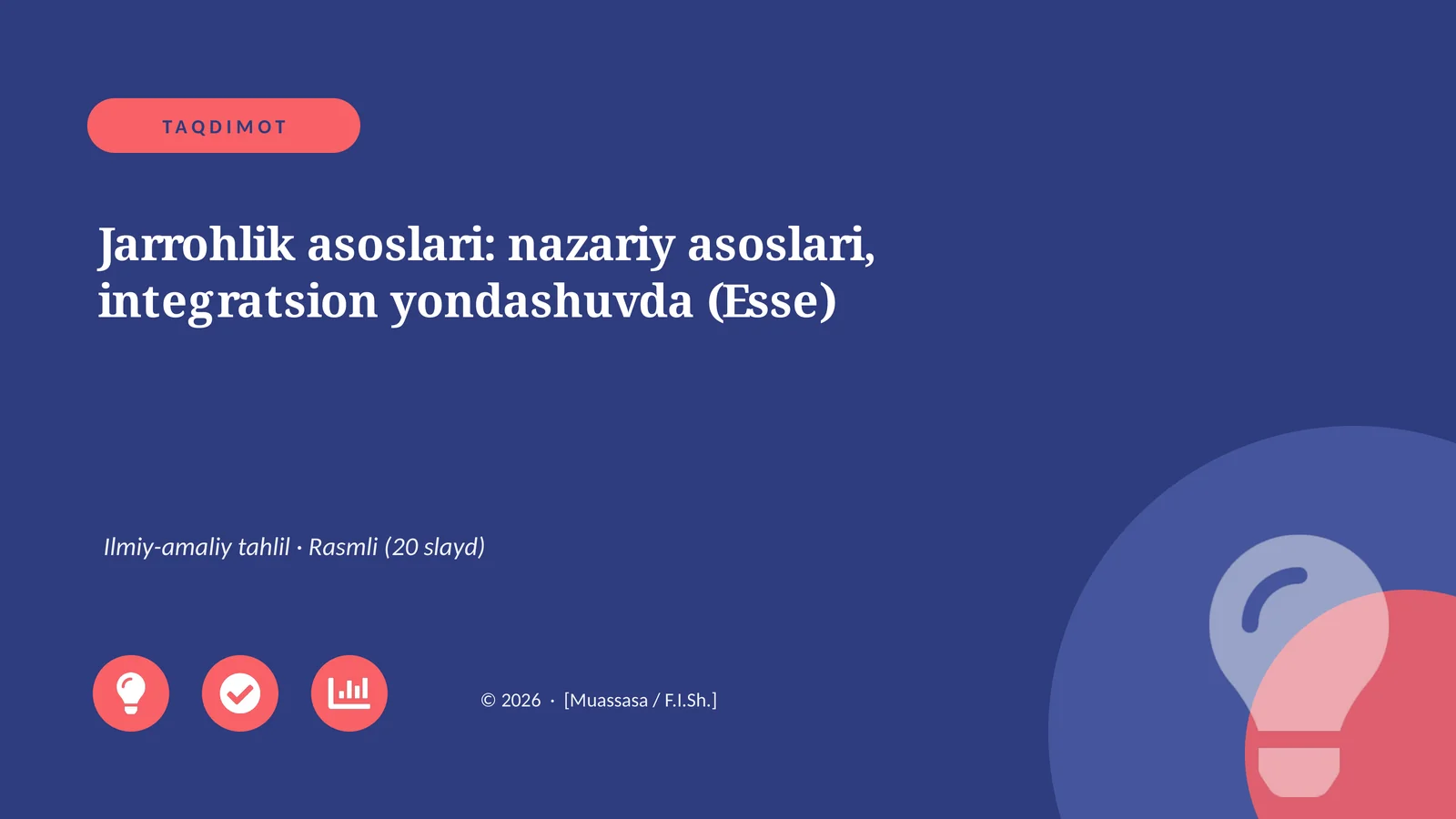Jarrohlik asoslari: nazariy asoslari, integratsion yondashuvda (Esse)
