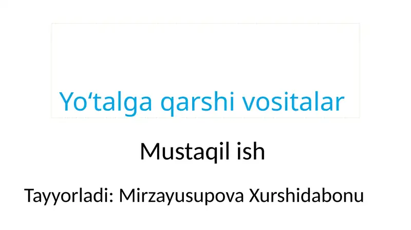 yoʻtalga qarshi vositalar