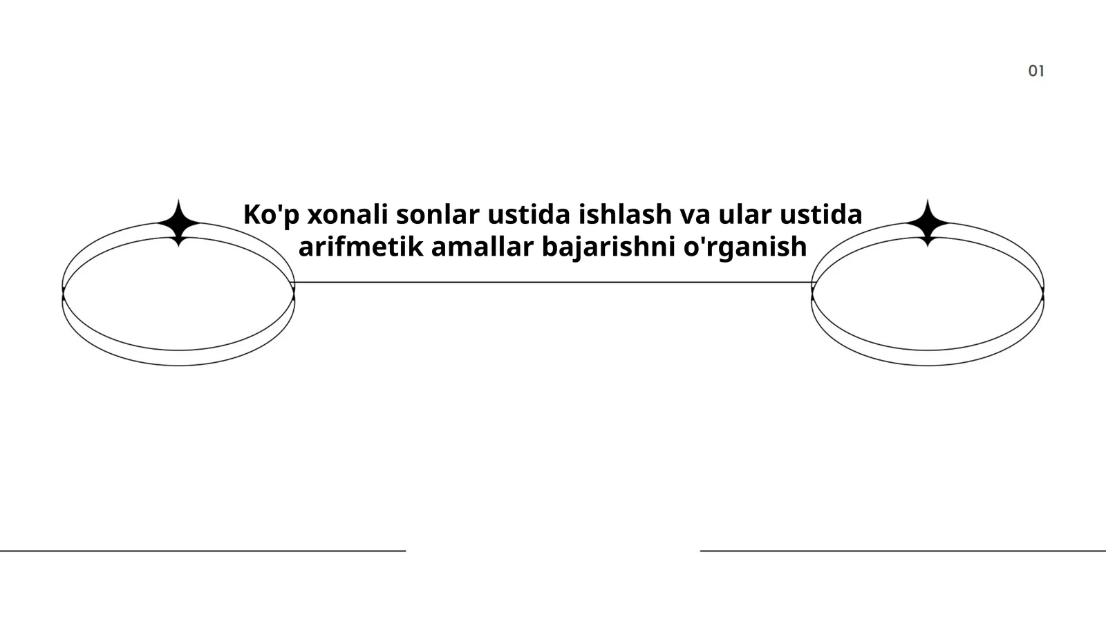 Ko'p xonali sonlar ustida ishlash va ular ustida arifmetik amallar bajarishni o'rganish