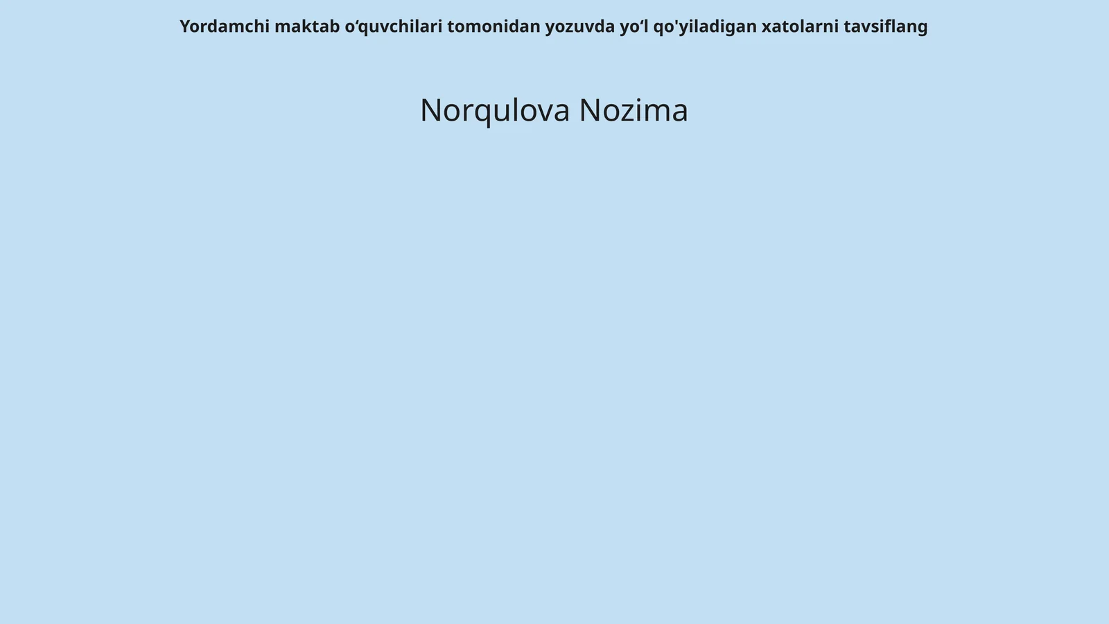 Yordamchi maktab o‘quvchilari tomonidan yozuvda yoʻl qo'yiladigan xatolarni tavsiflang