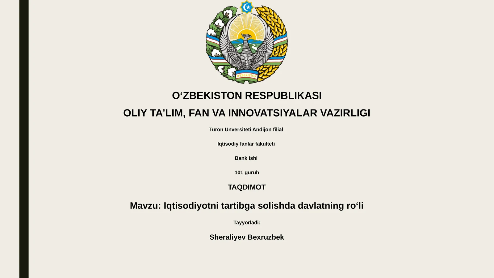 Iqtisodiyotni tartibga solishda davlatning roʻli
