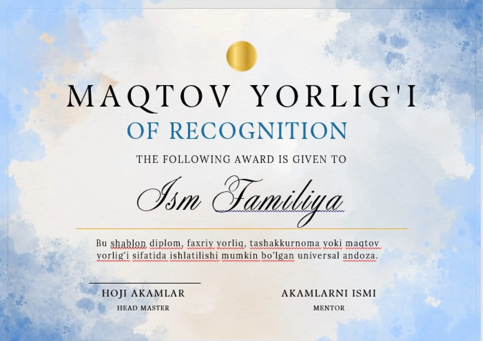 MAQTOV YORLIG'I