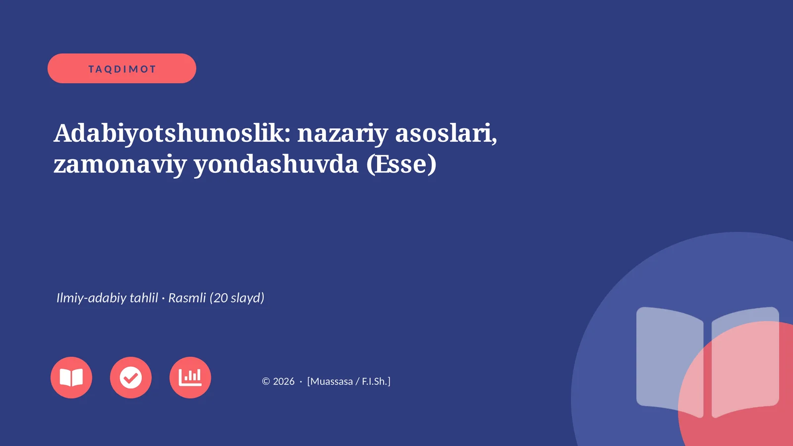 Adabiyotshunoslik: nazariy asoslari, zamonaviy yondashuvda (Esse)