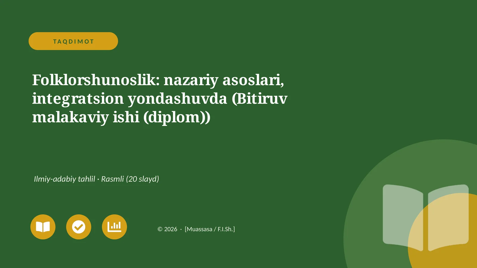 Folklorshunoslik: nazariy asoslari, integratsion yondashuvda (Bitiruv malakaviy ishi (diplom))