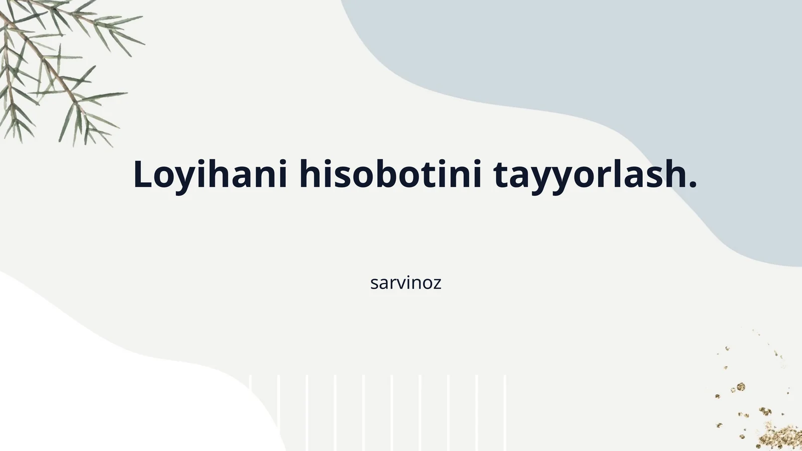 Loyihani hisobotini tayyorlash.