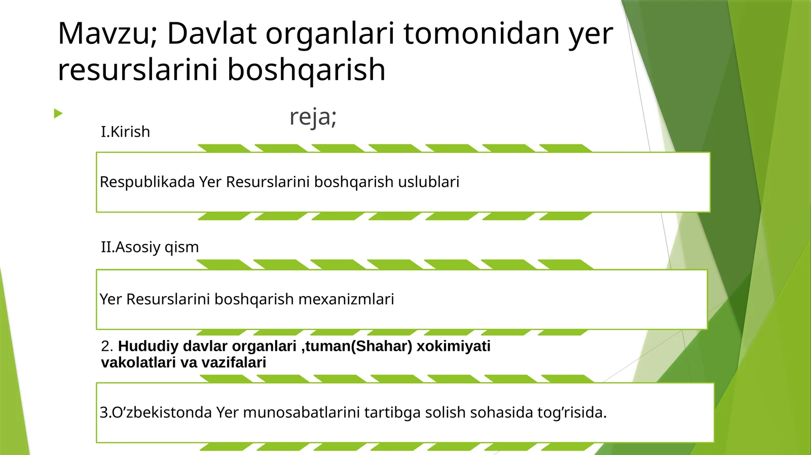 Davlat organlari tomonidan yer resurslarini boshqarish