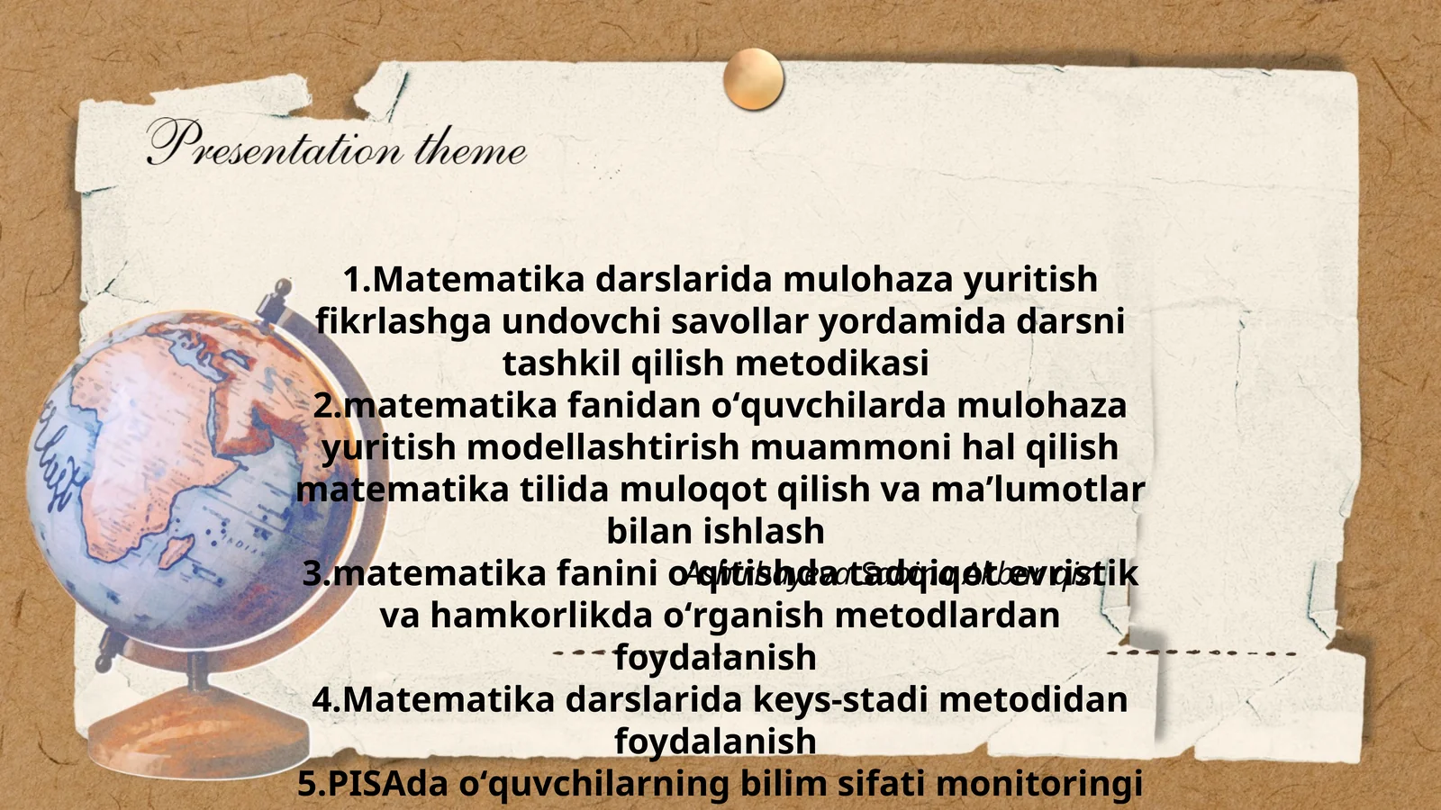 Matematika Fanidan O'quvchilarda Mulohaza Yuritish