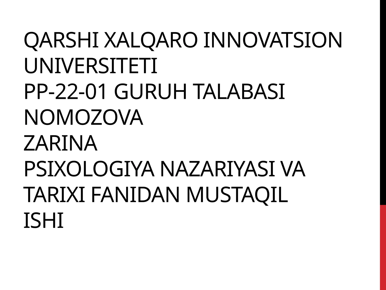 YANGI DAVR PSIXOLOGIYASIGA UMUMIY TAVSIFNOMA