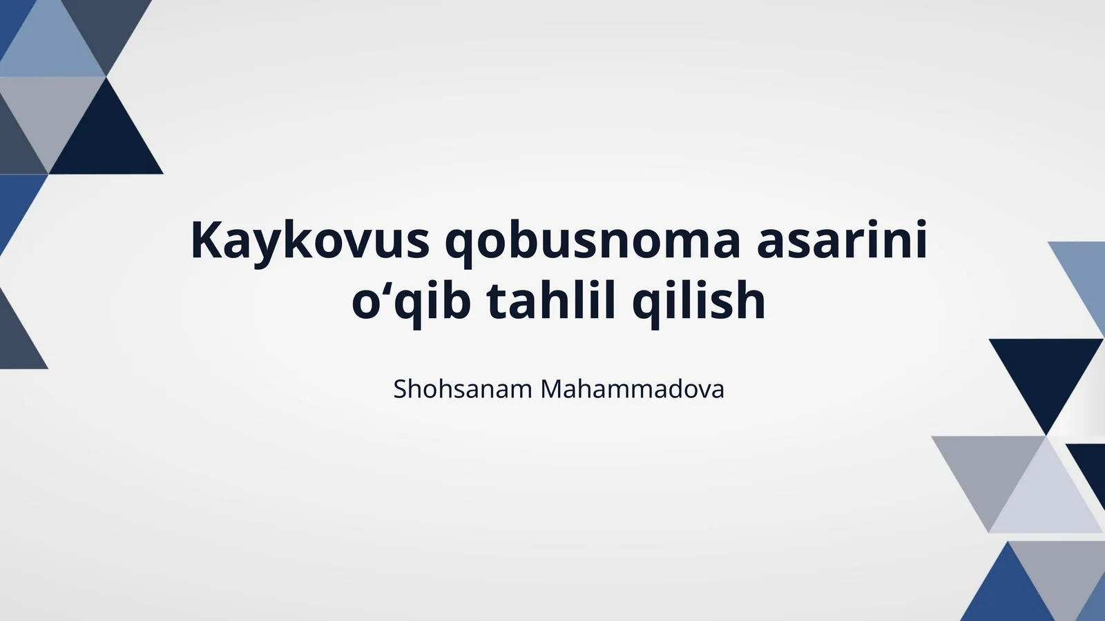 Kaykovus qobusnoma asarini oʻqib tahlil qilish