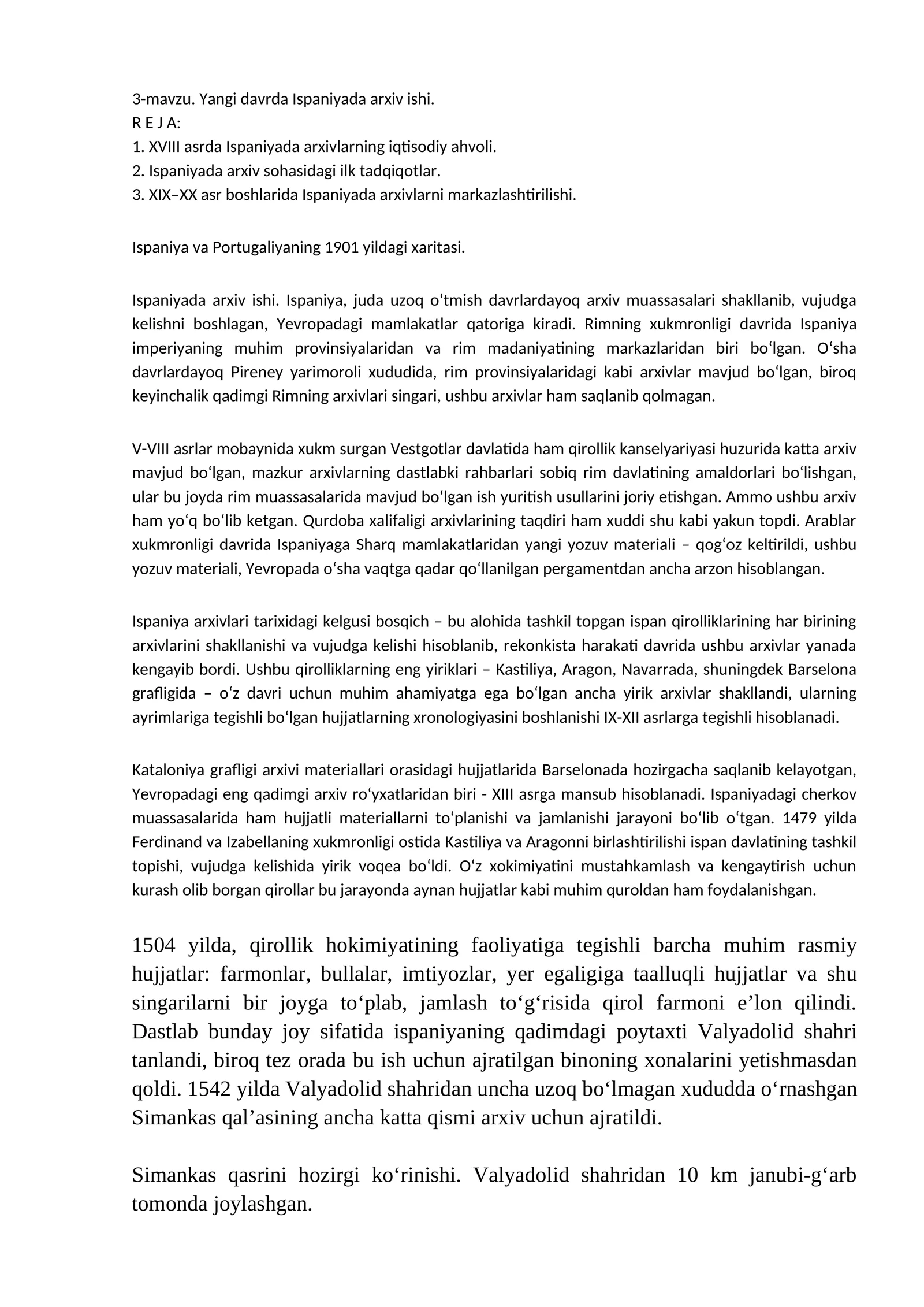 Ispaniyada arxiv ishi