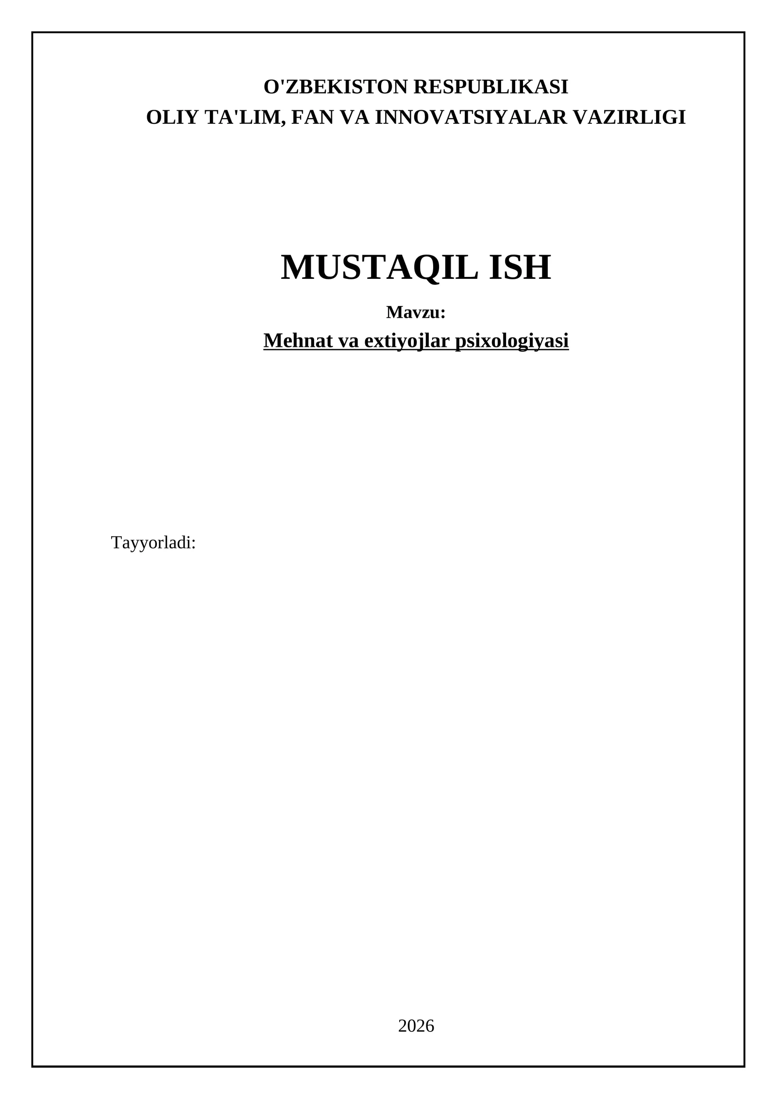 Mehnat va extiyojlar psixologiyasi