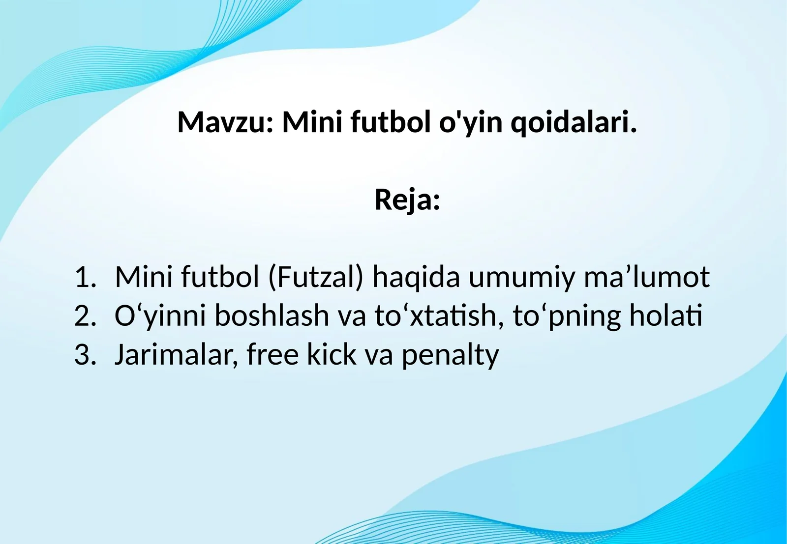 Minifutbolo'yin qoidalari