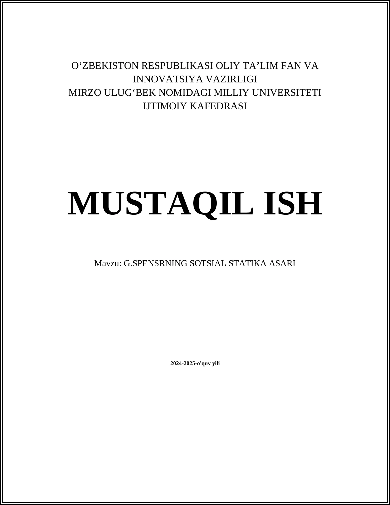 G.SPENSRNING SOTSIAL STATIKA ASARI