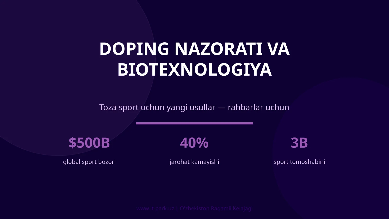 DOPING NAZORATI VA BIOTEXNOLOGIYA