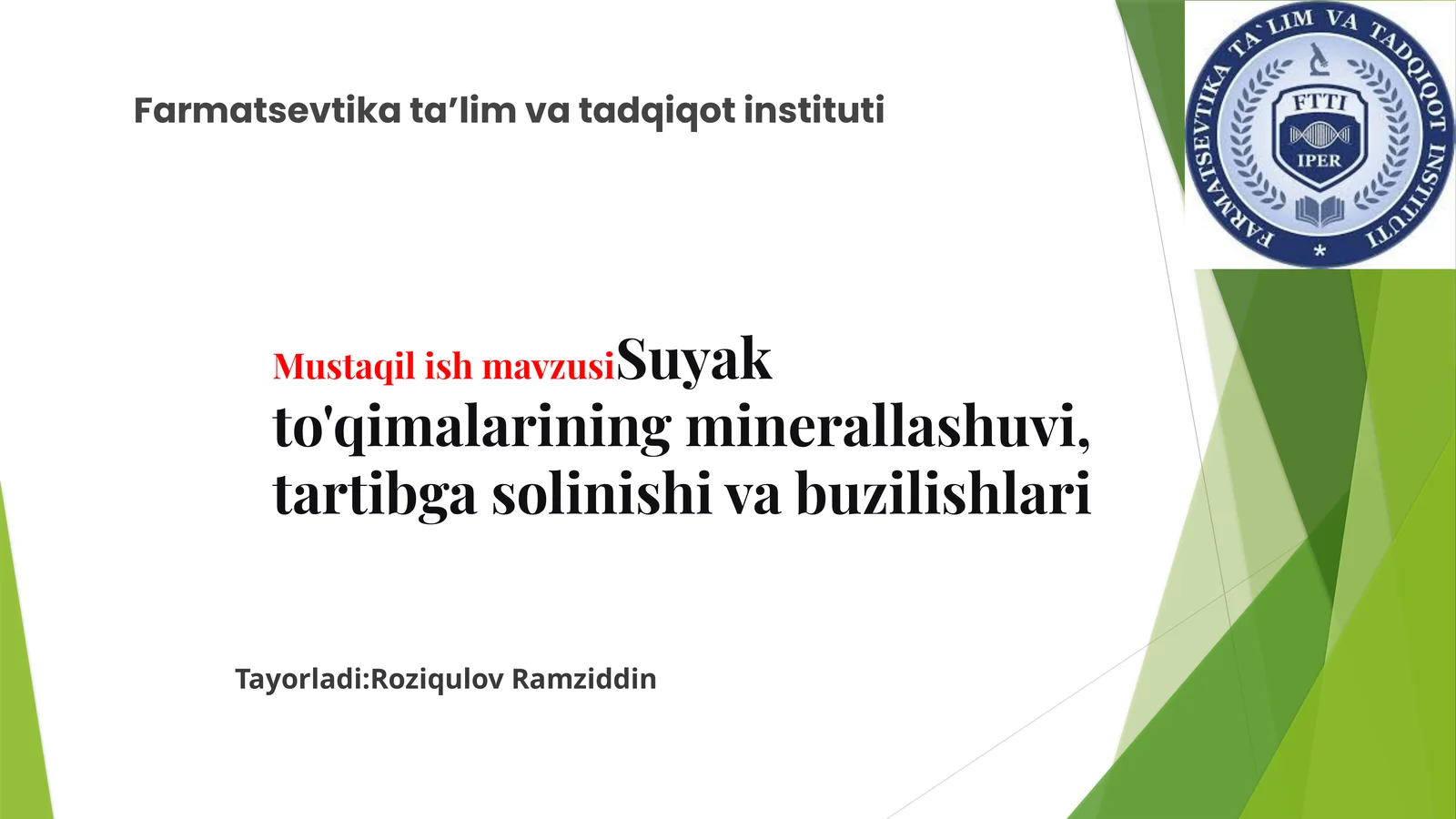 Suyak to'qimalarining minerallashuvi, tartibga solinishi va buzilishlari