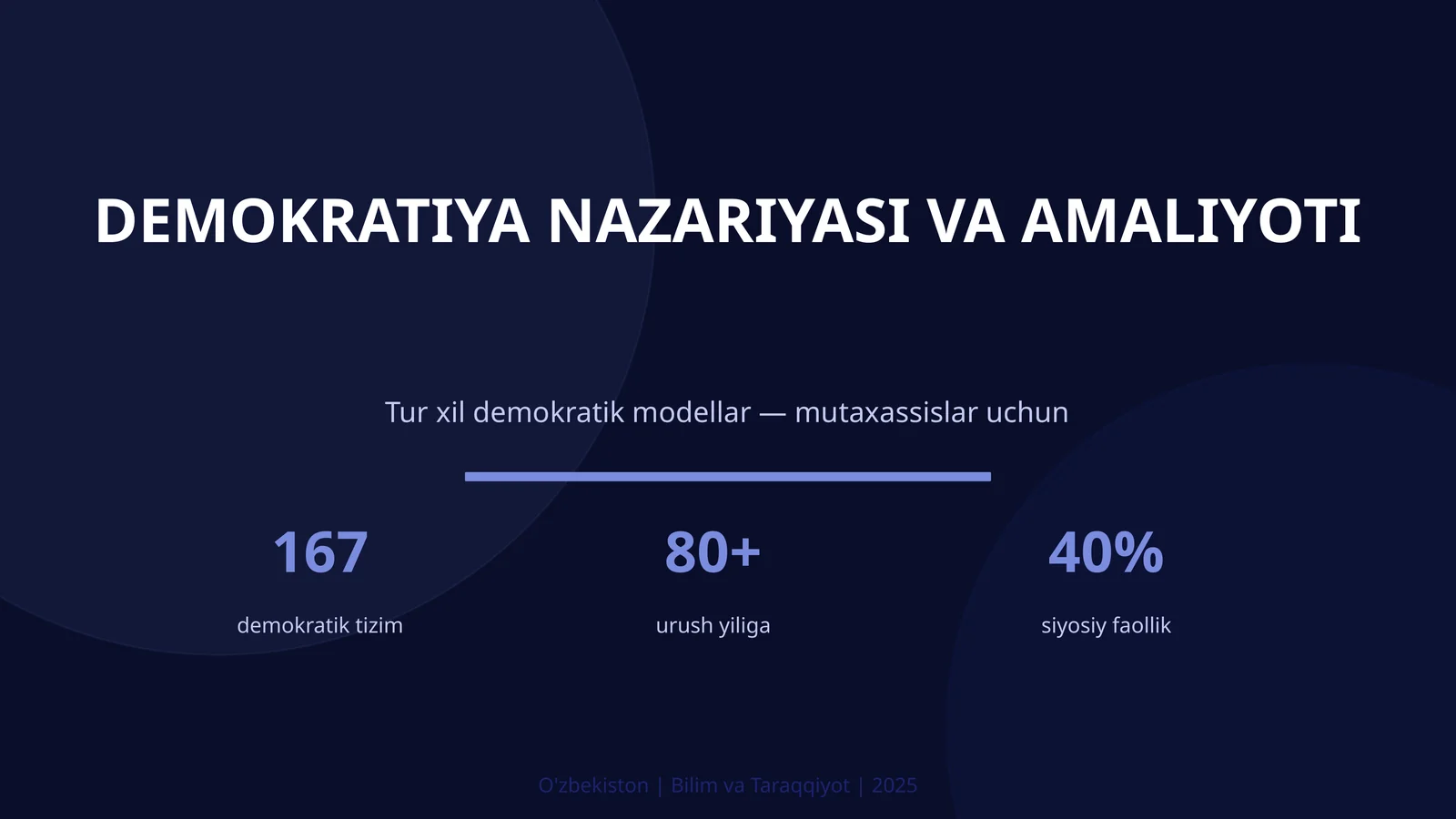 DEMOKRATIYA NAZARIYASI VA AMALIYOTI