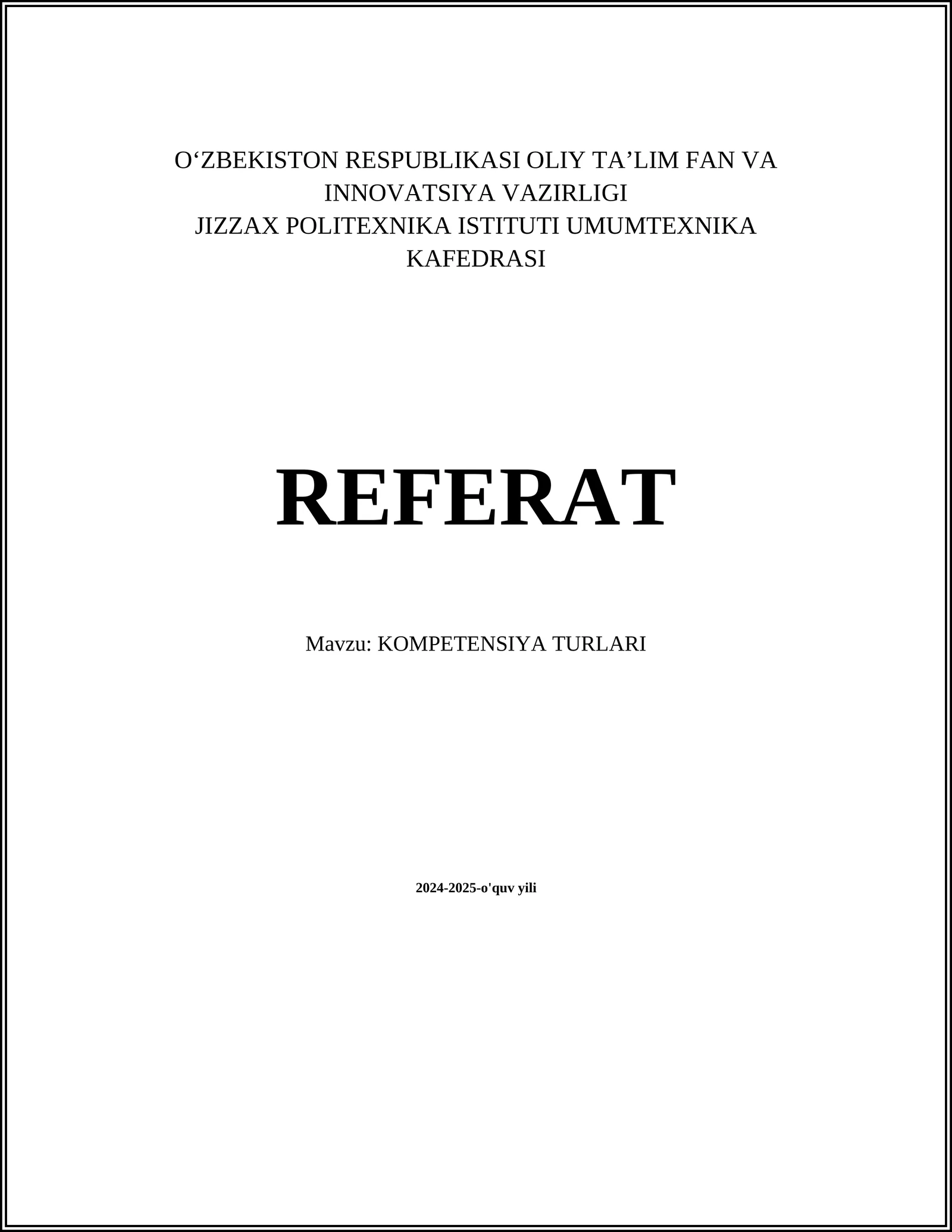 KOMPETENSIYA TURLARI