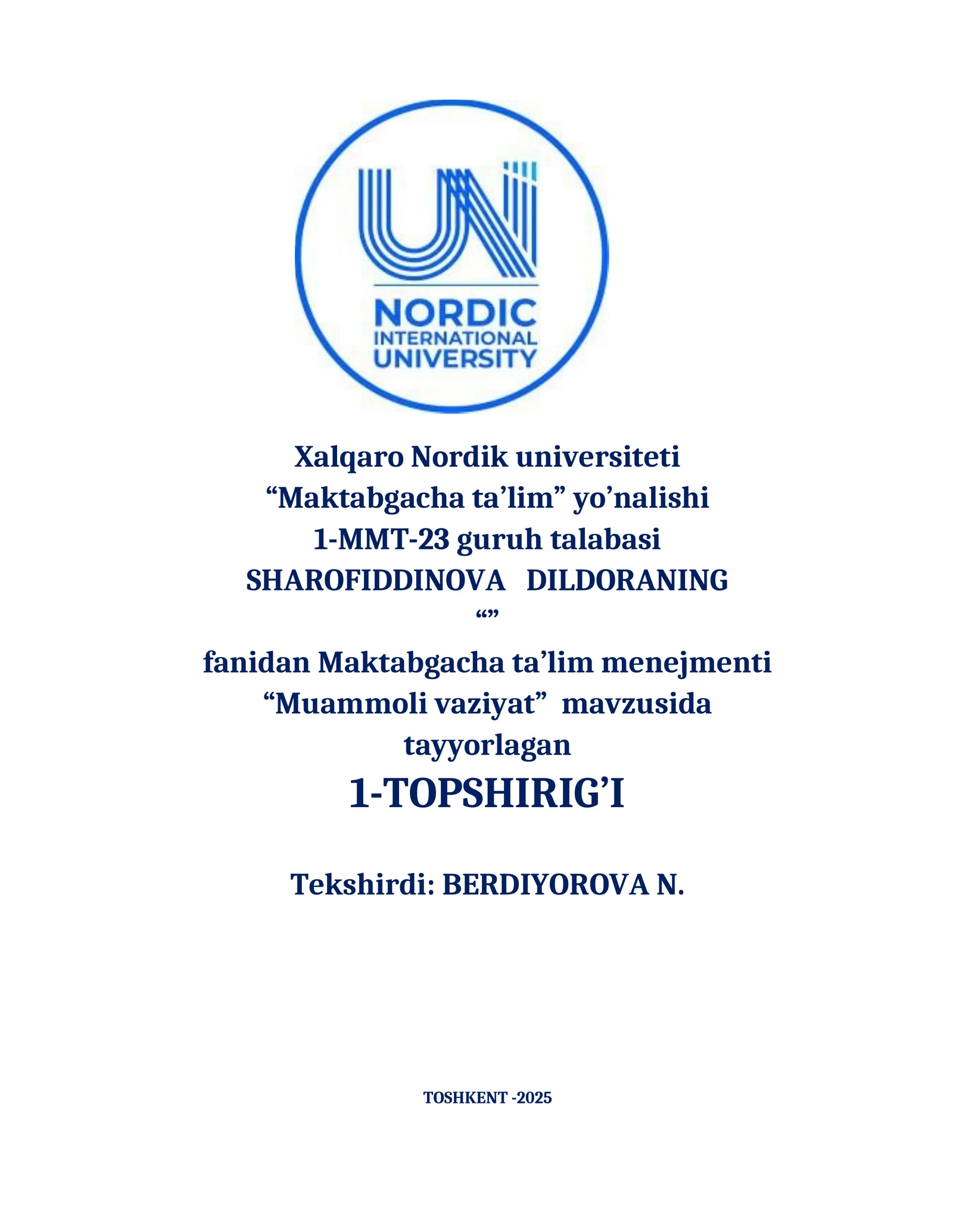 Muammoli vaziyat va javoblar blankasi