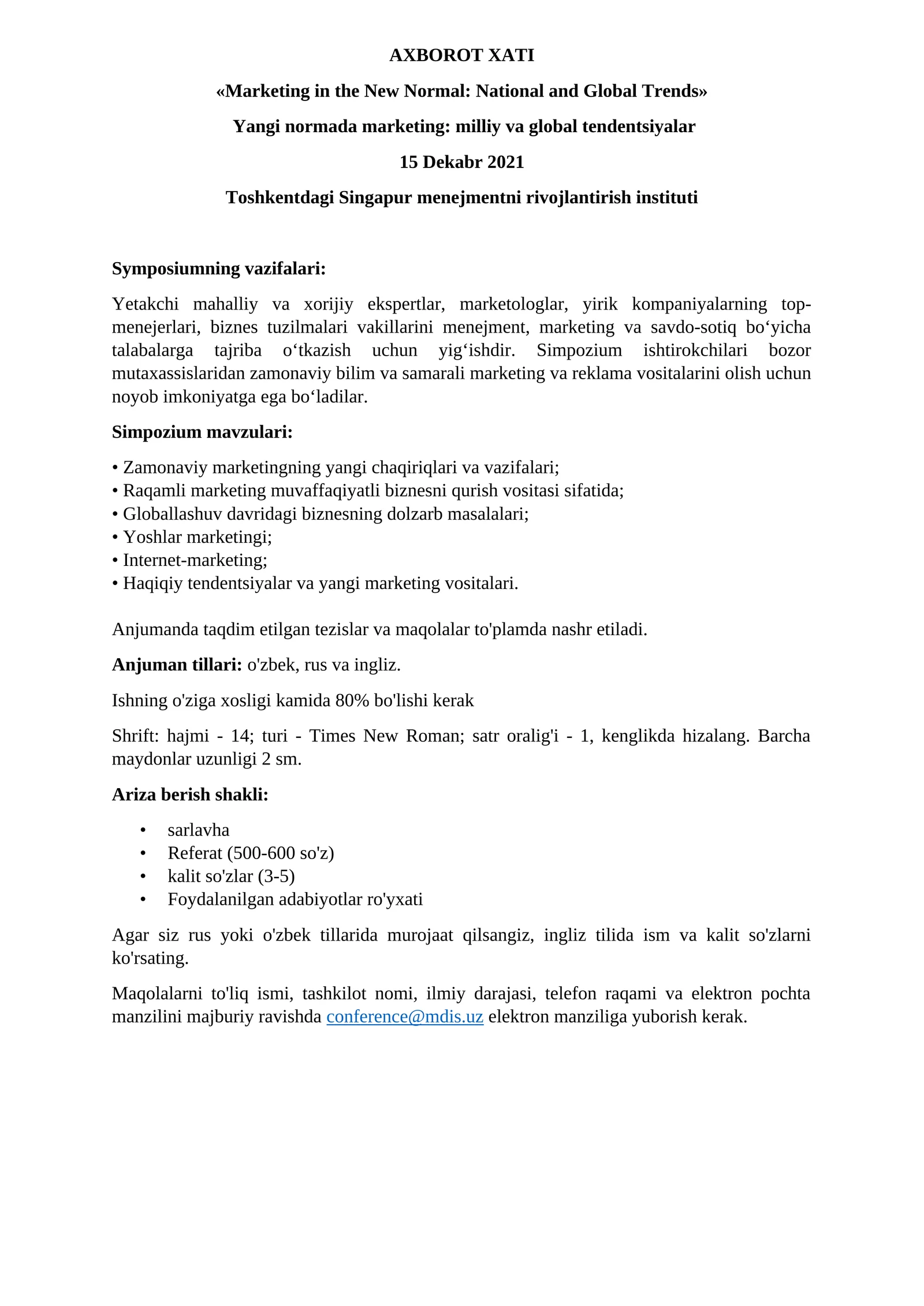 Yangi normada marketing: milliy va global tendentsiyalar