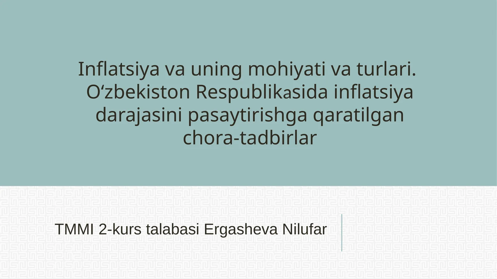Inflatsiya va uning mohiyati va turlari