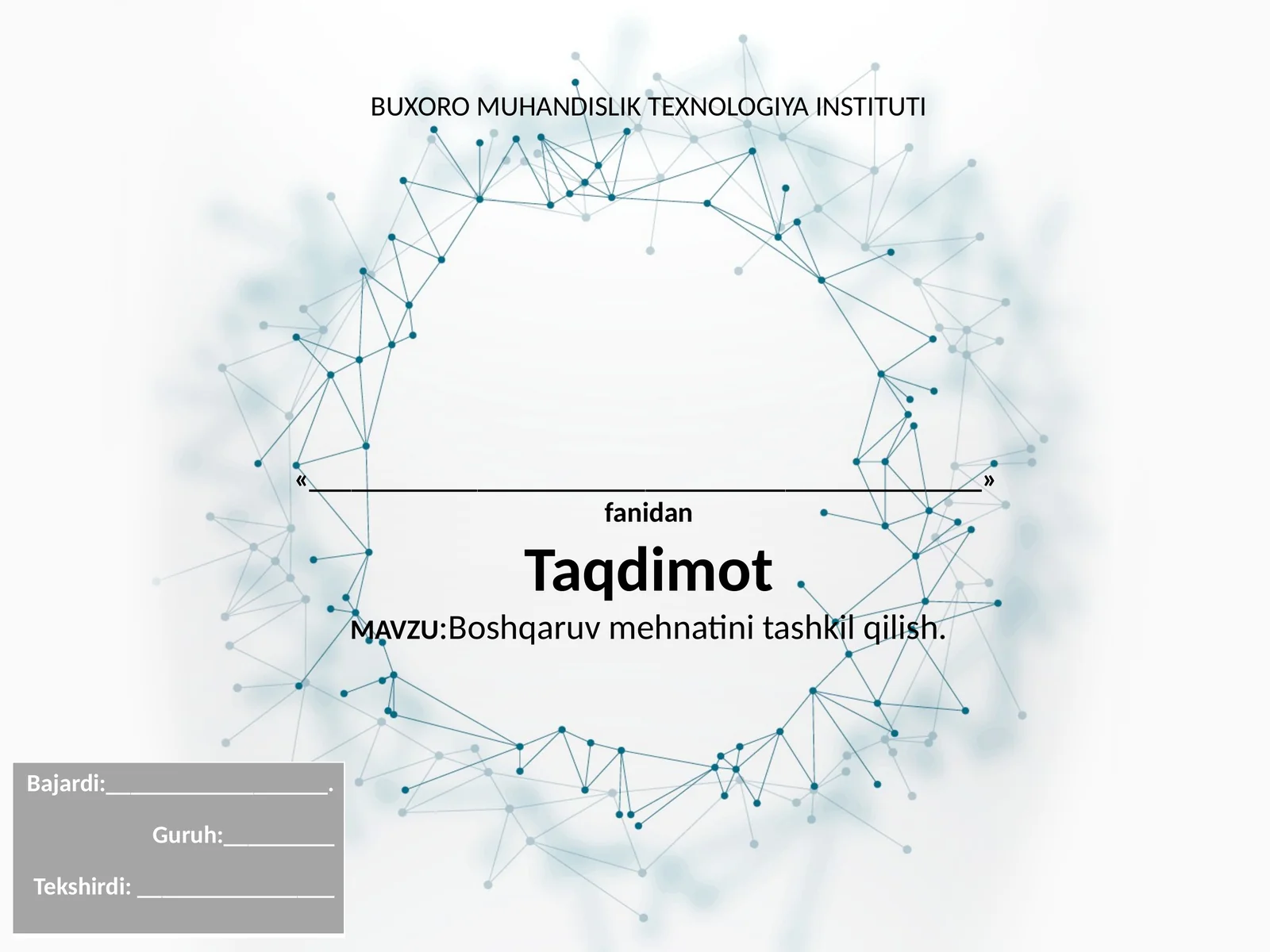 Boshqaruvmehnatini tashkil qilish