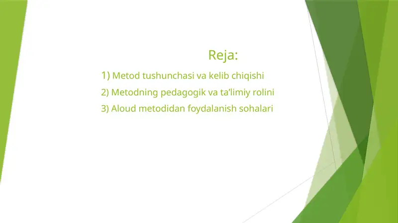 Metod-Aloud OVOZ CHIQarib mulohaza yuritish