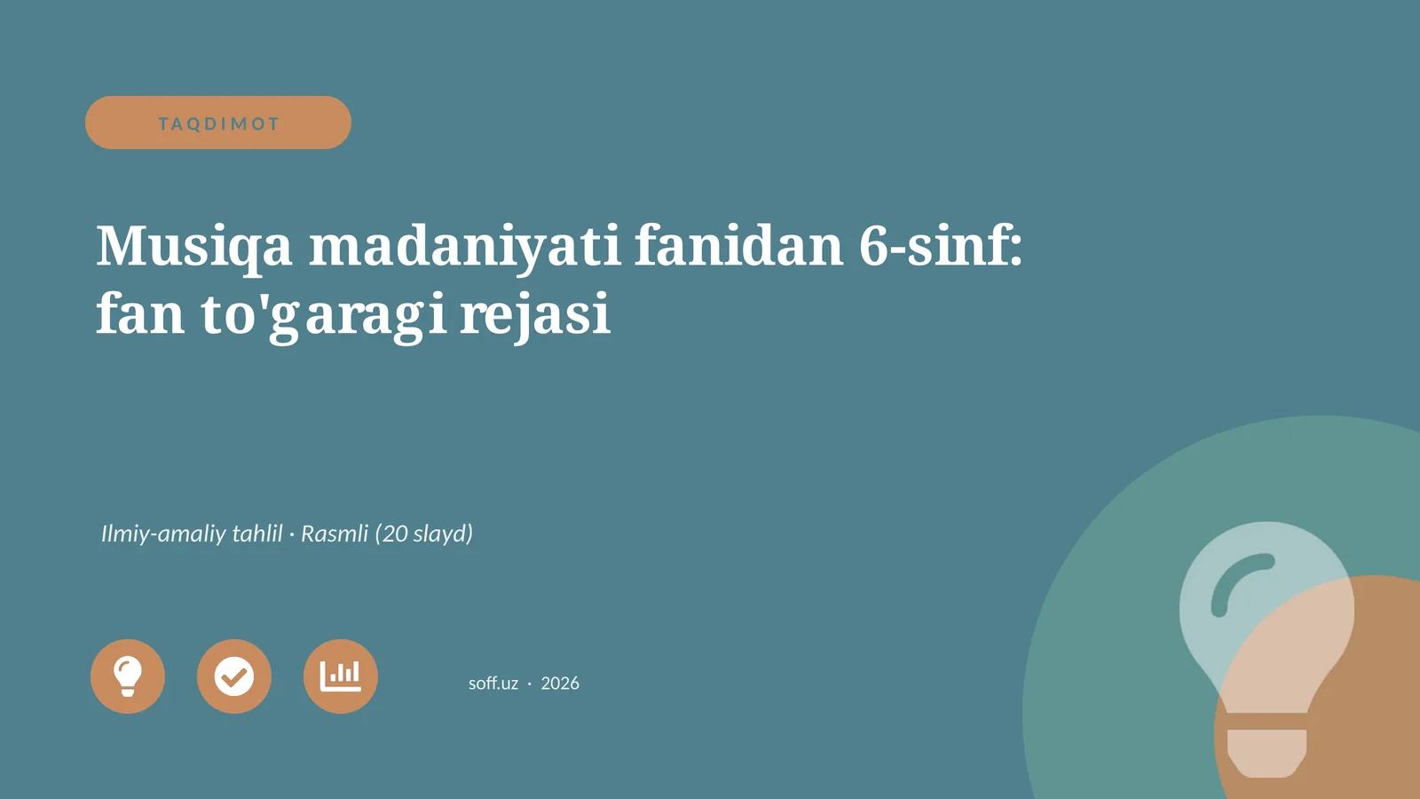 Musiqa madaniyati fanidan 6-sinf: fan to'garagi rejasi
